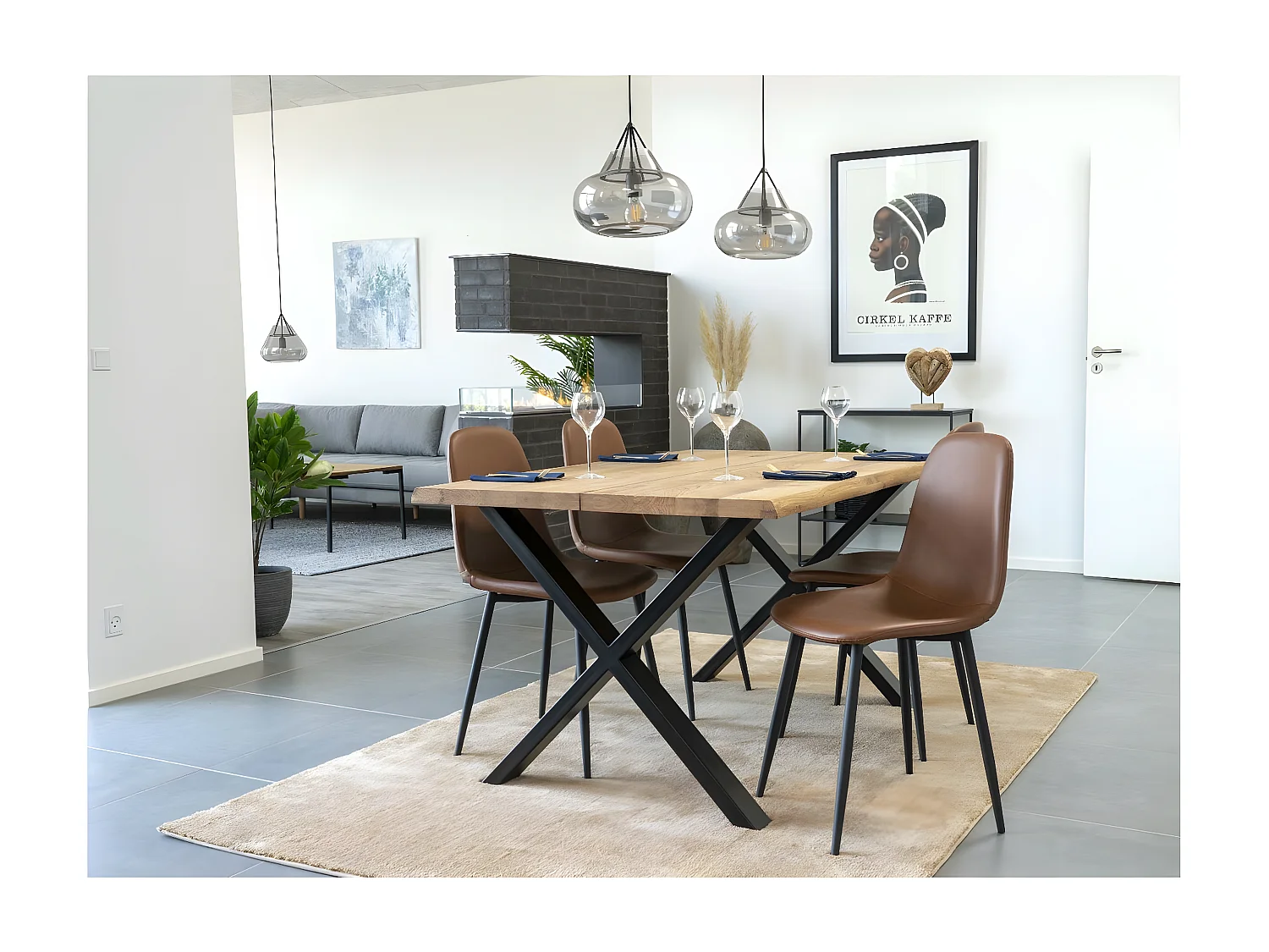 Lot de 2 Chaises Stockholm, Marron, 50x47x86 cm, Seven Design