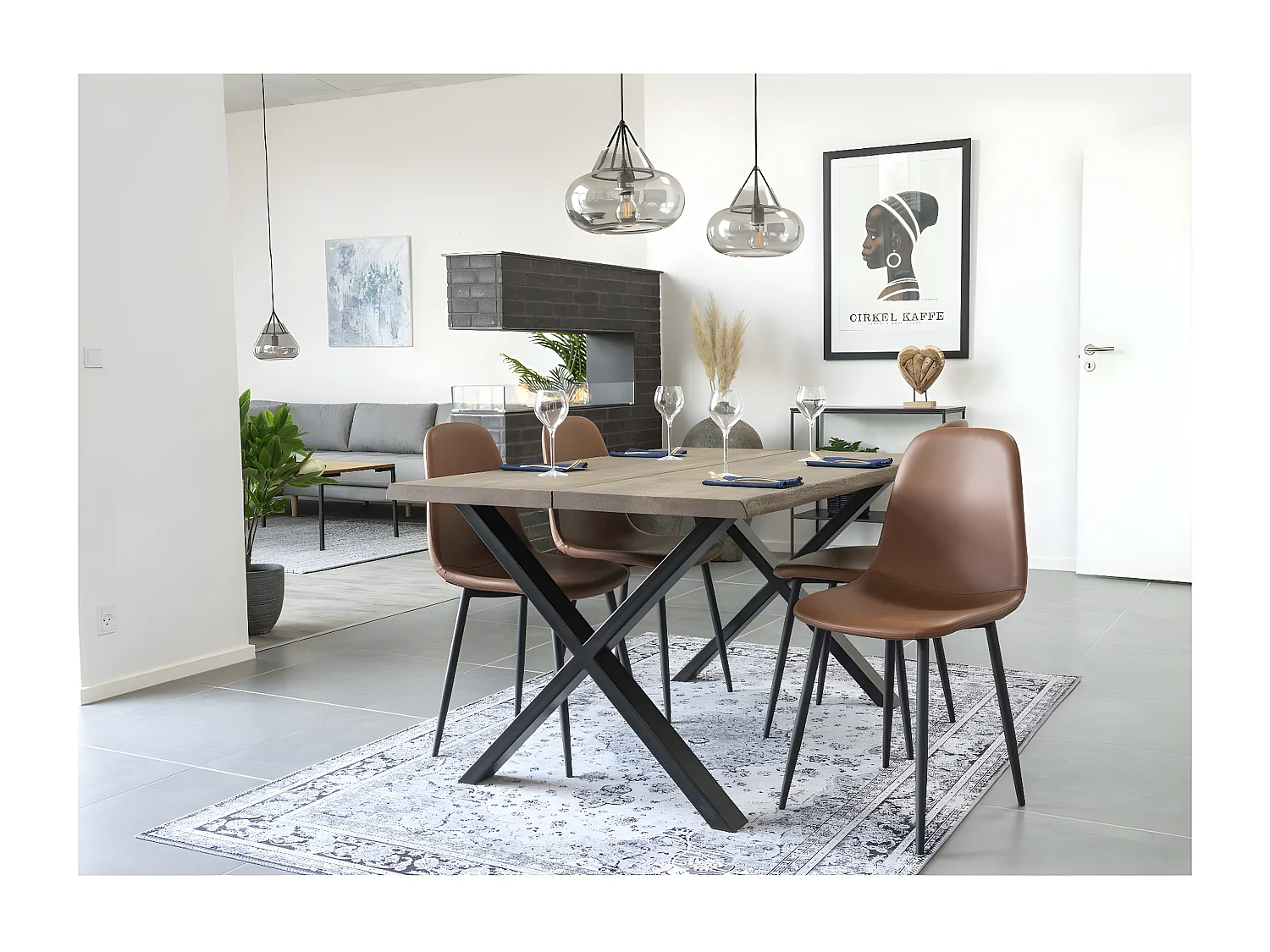 Lot de 2 Chaises Stockholm, Marron, 50x47x86 cm, Seven Design