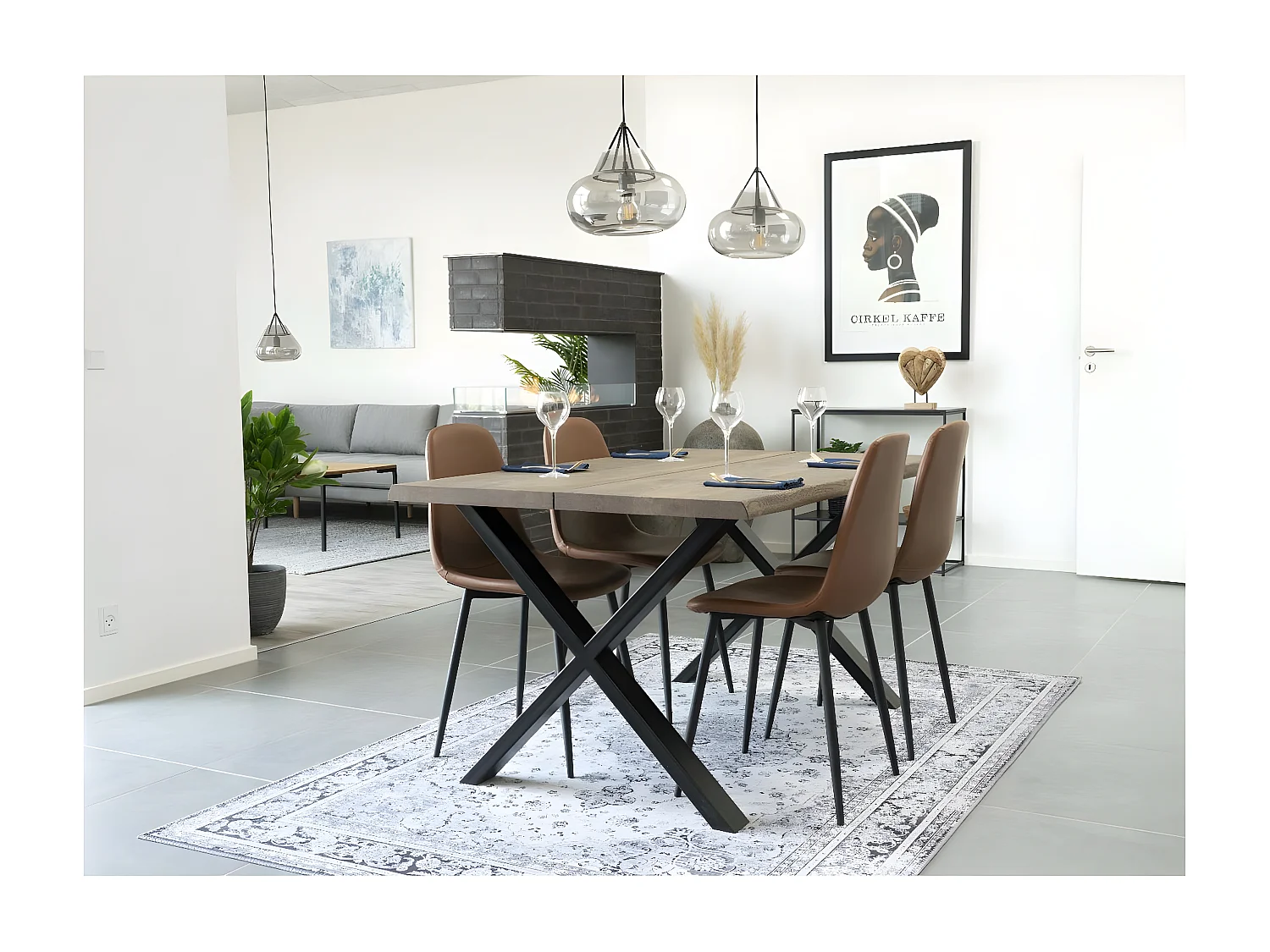 Lot de 2 Chaises Stockholm, Marron, 50x47x86 cm, Seven Design