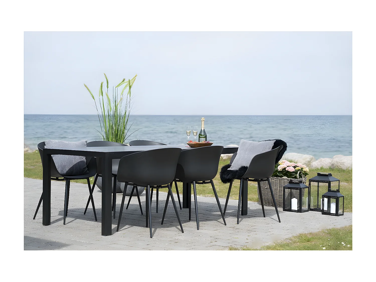 Lot de 2 Chaises Roda, Noir, 53x54,5x79 cm, Seven Design