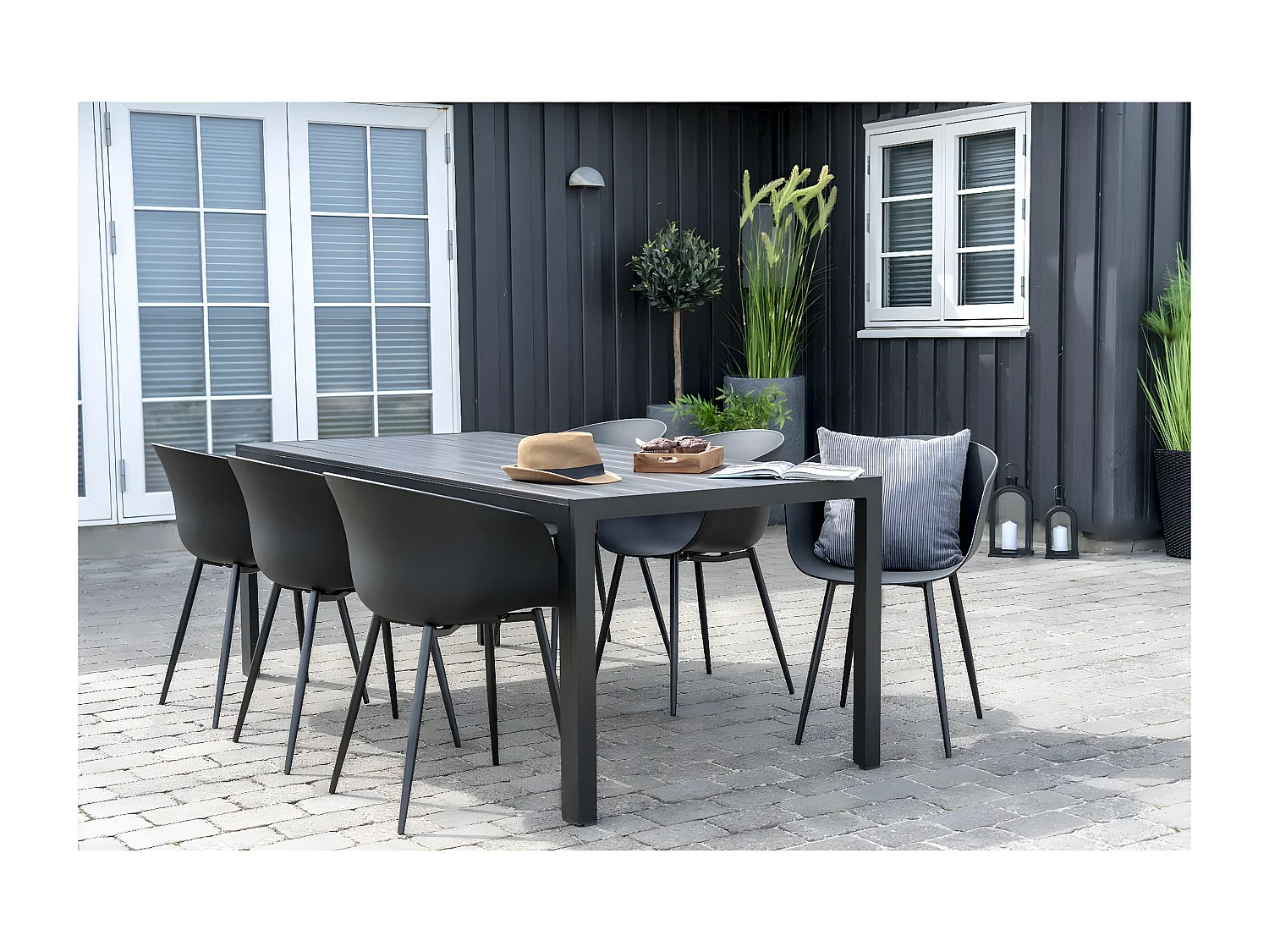 Lot de 2 Chaises Roda, Noir, 53x54,5x79 cm, Seven Design