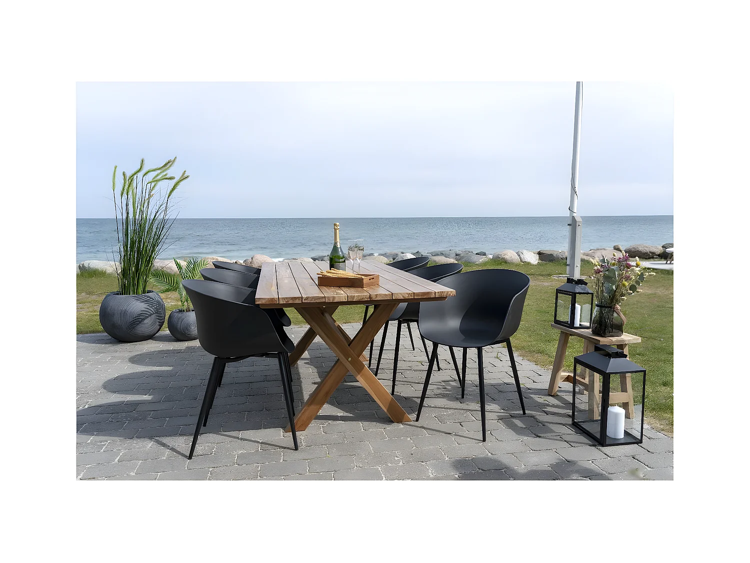 Set van 2 Stoelen Roda, Zwart, 53x54,5x79 cm, EPIKASA