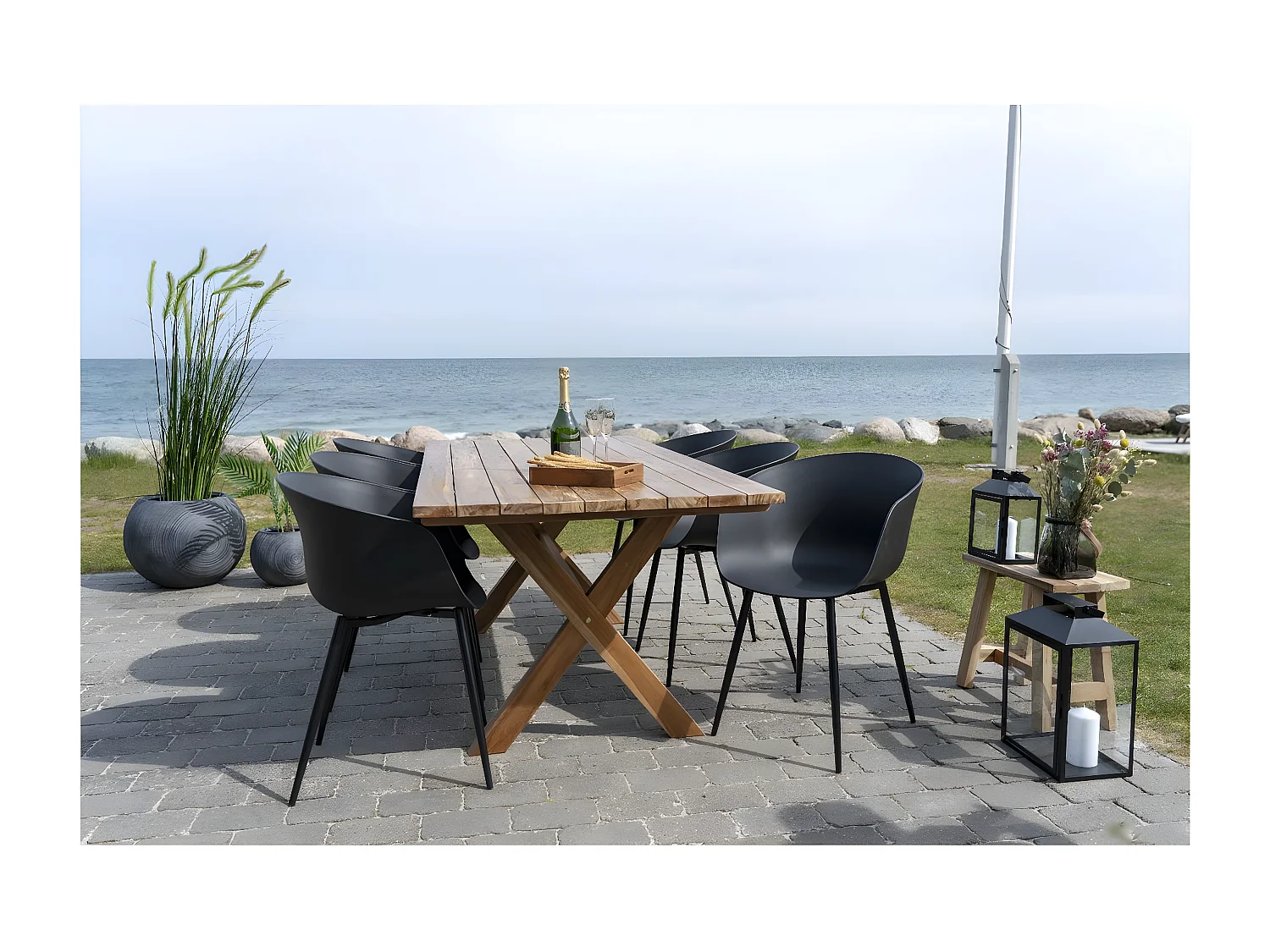 Lot de 2 Chaises Roda, Noir, 53x54,5x79 cm, Seven Design