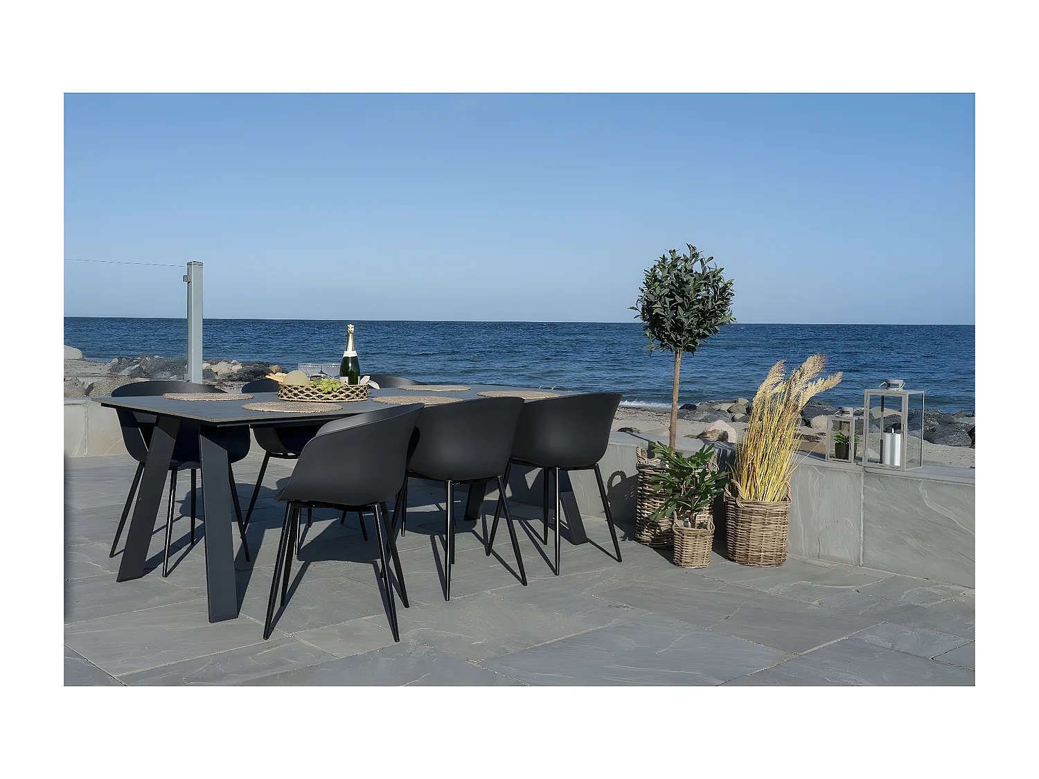 Lot de 2 Chaises Roda, Noir, 53x54,5x79 cm, Seven Design