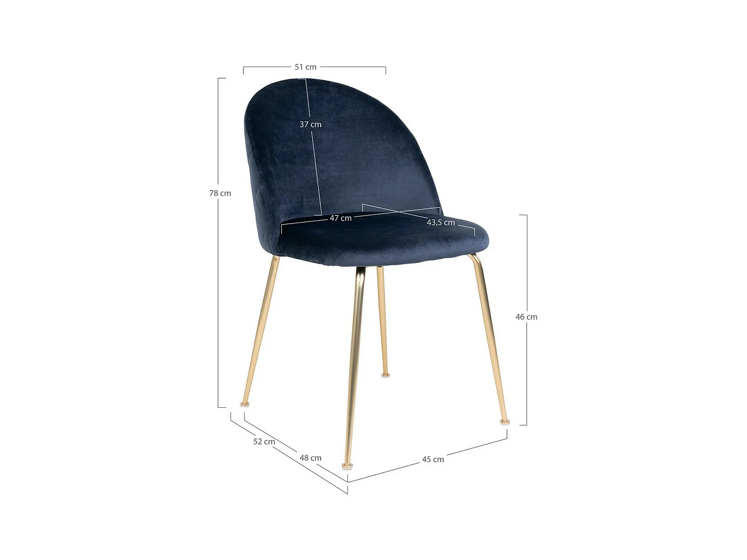 Set van 2 Stoelen Geneve, Blauw, 52x51x78 cm, EPIKASA