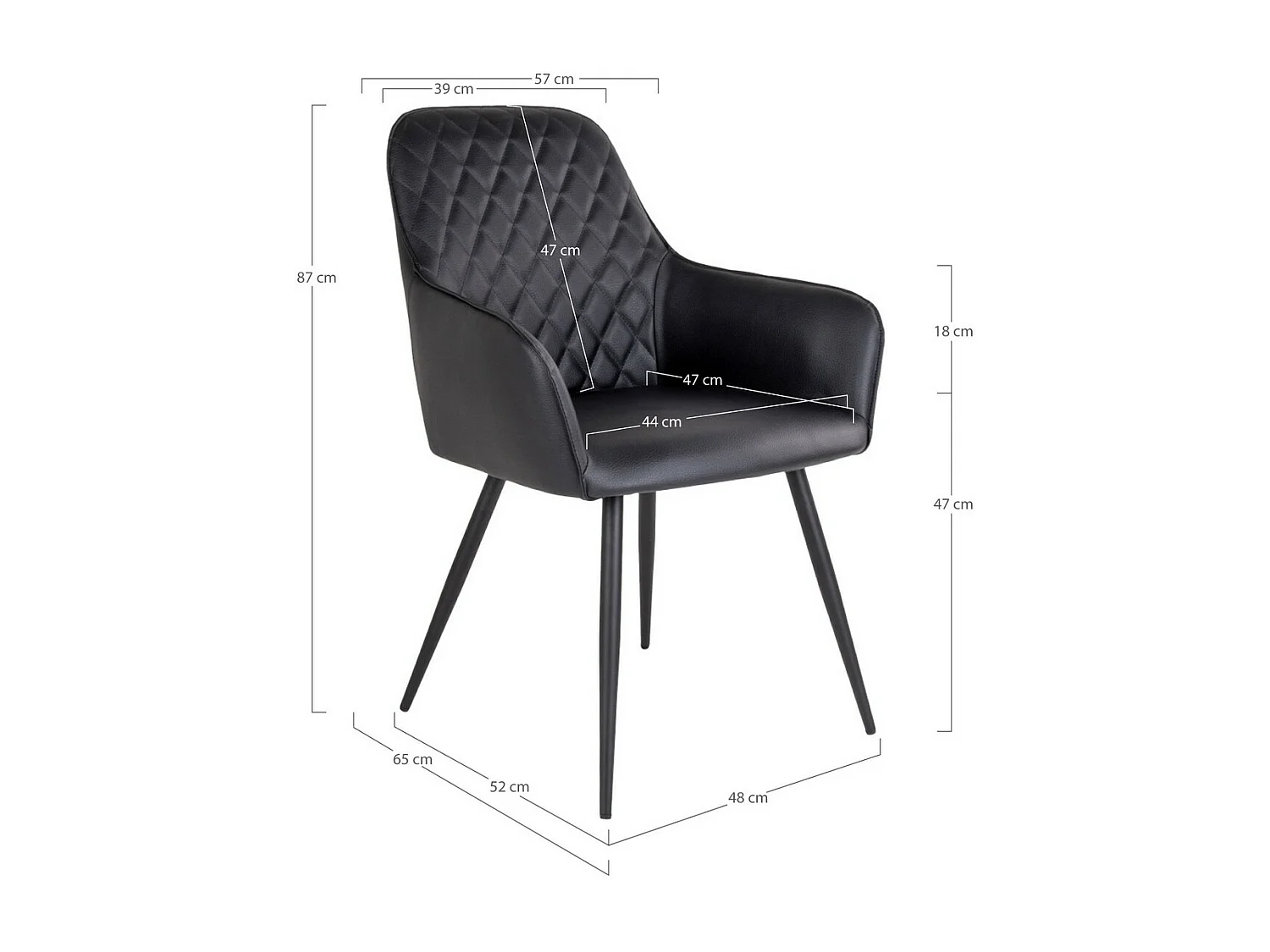 Set van 2 Stoelen Harbo, Zwart, 65x57x87 cm, EPIKASA