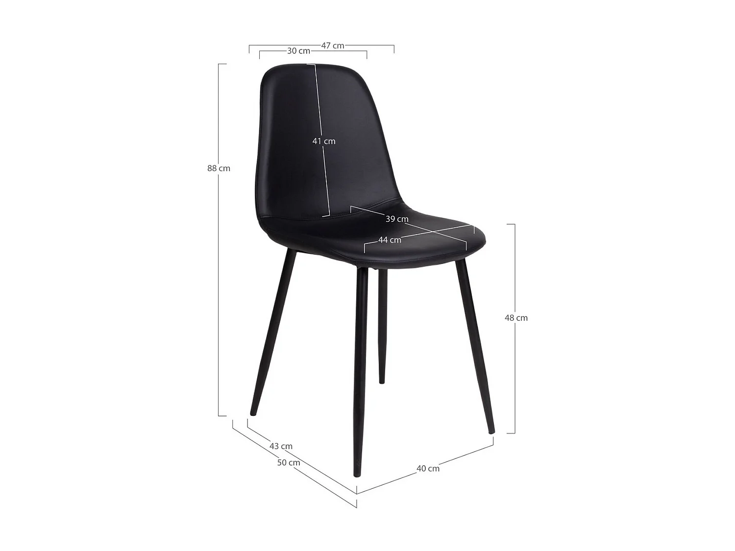 Set van 2 Stoelen Stockholm, Zwart, 50x44x86 cm, EPIKASA