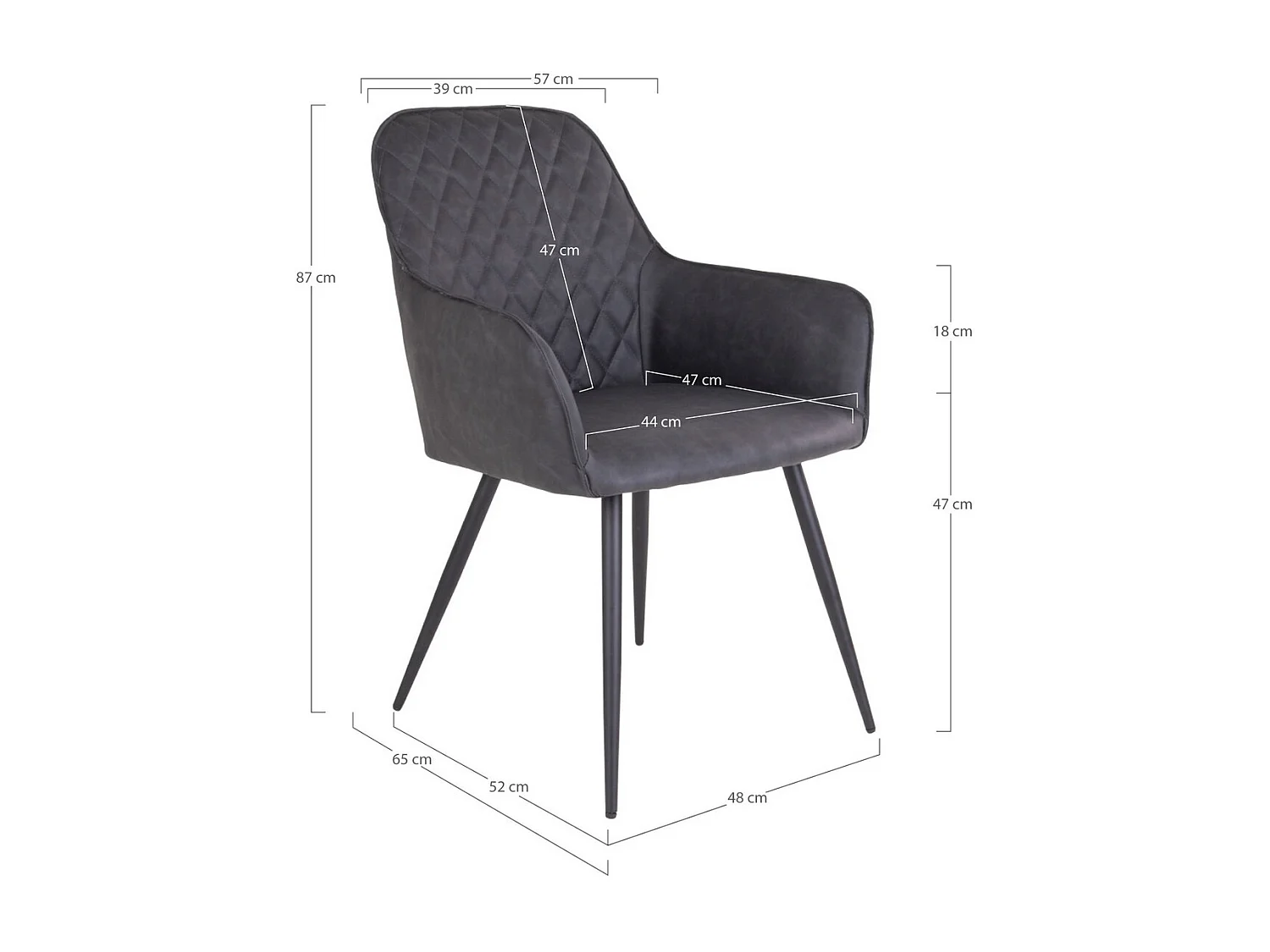 Lot de 2 Chaises Harbo, Gris, 65x57x87 cm, EPIKASA