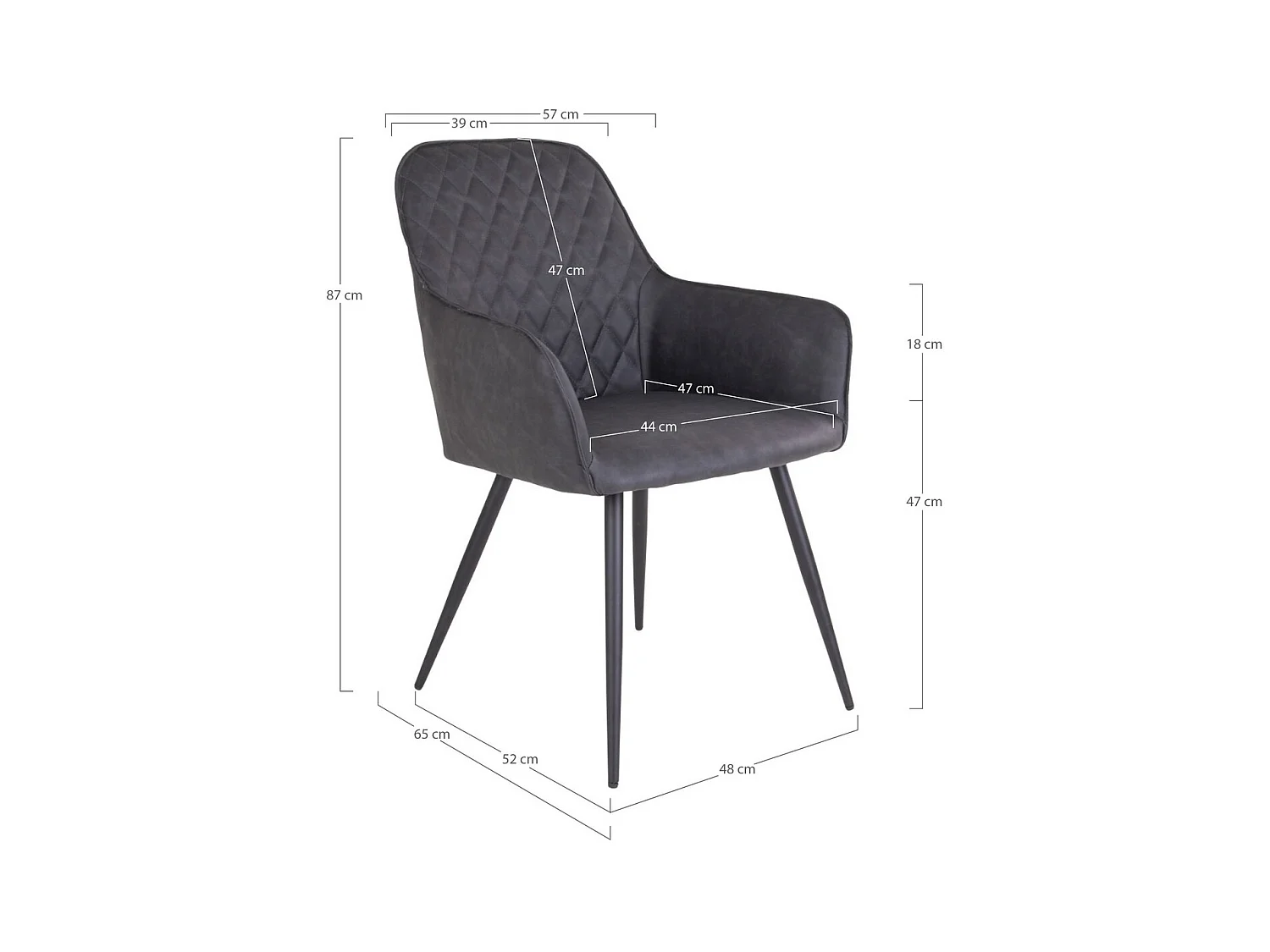Lot de 2 Chaises Harbo, Gris, 65x57x87 cm, EPIKASA