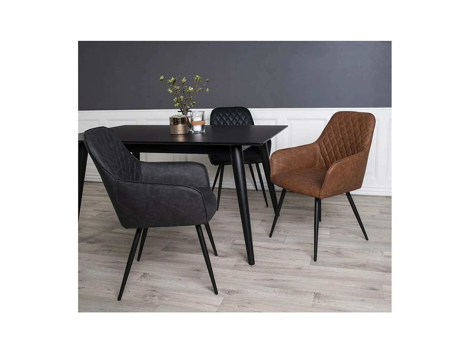 Lot de 2 Chaises Harbo, Gris, 65x57x87 cm, EPIKASA