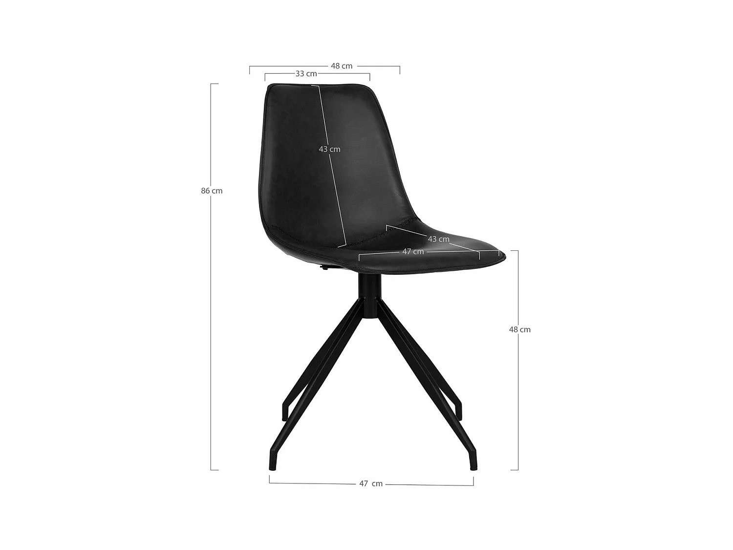 Set van 2 Stoelen Monaco, Zwart, 54x48x86 cm, EPIKASA