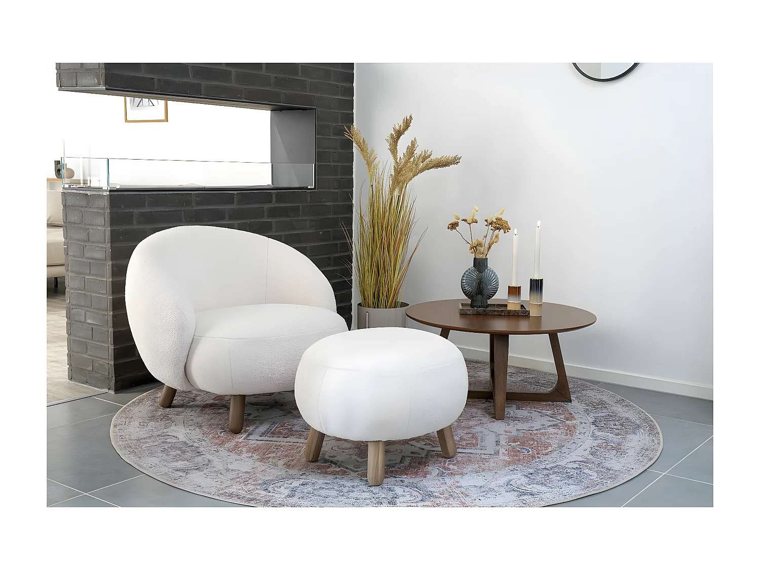 Poef Savona, Wit, 50x60x37 cm, Epikasa