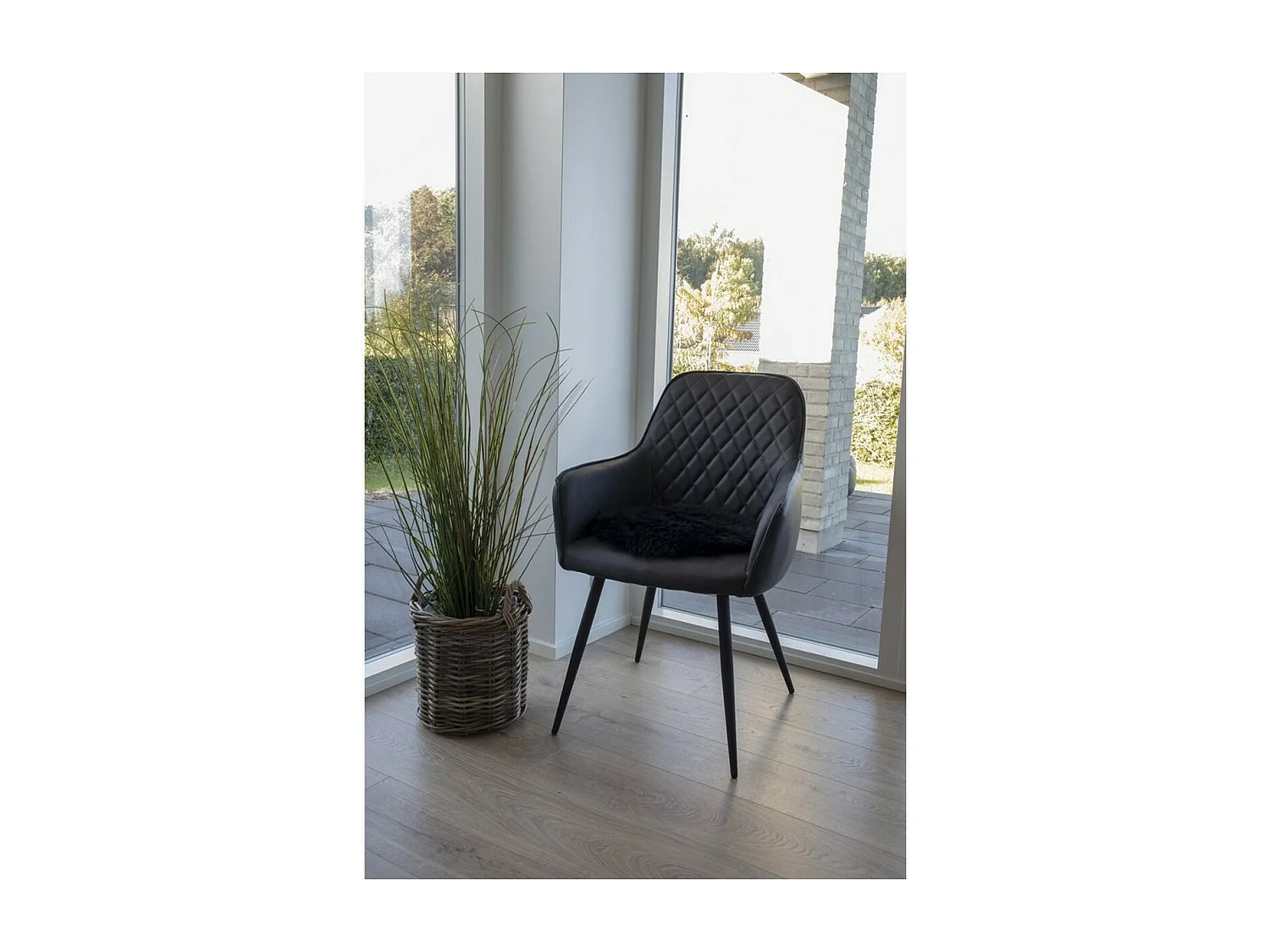 Pouf Lambskin, Noir, 35x35x5 cm, Seven Design