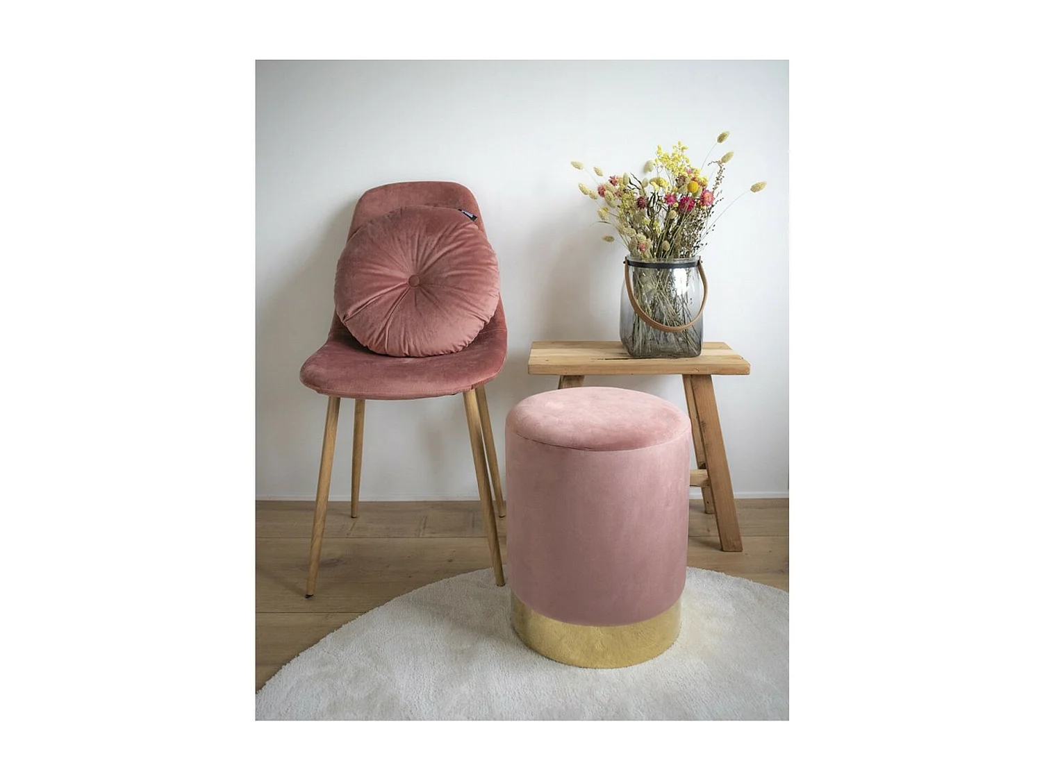 Poef Gamby, Roze, 34x34x43 cm, EPIKASA