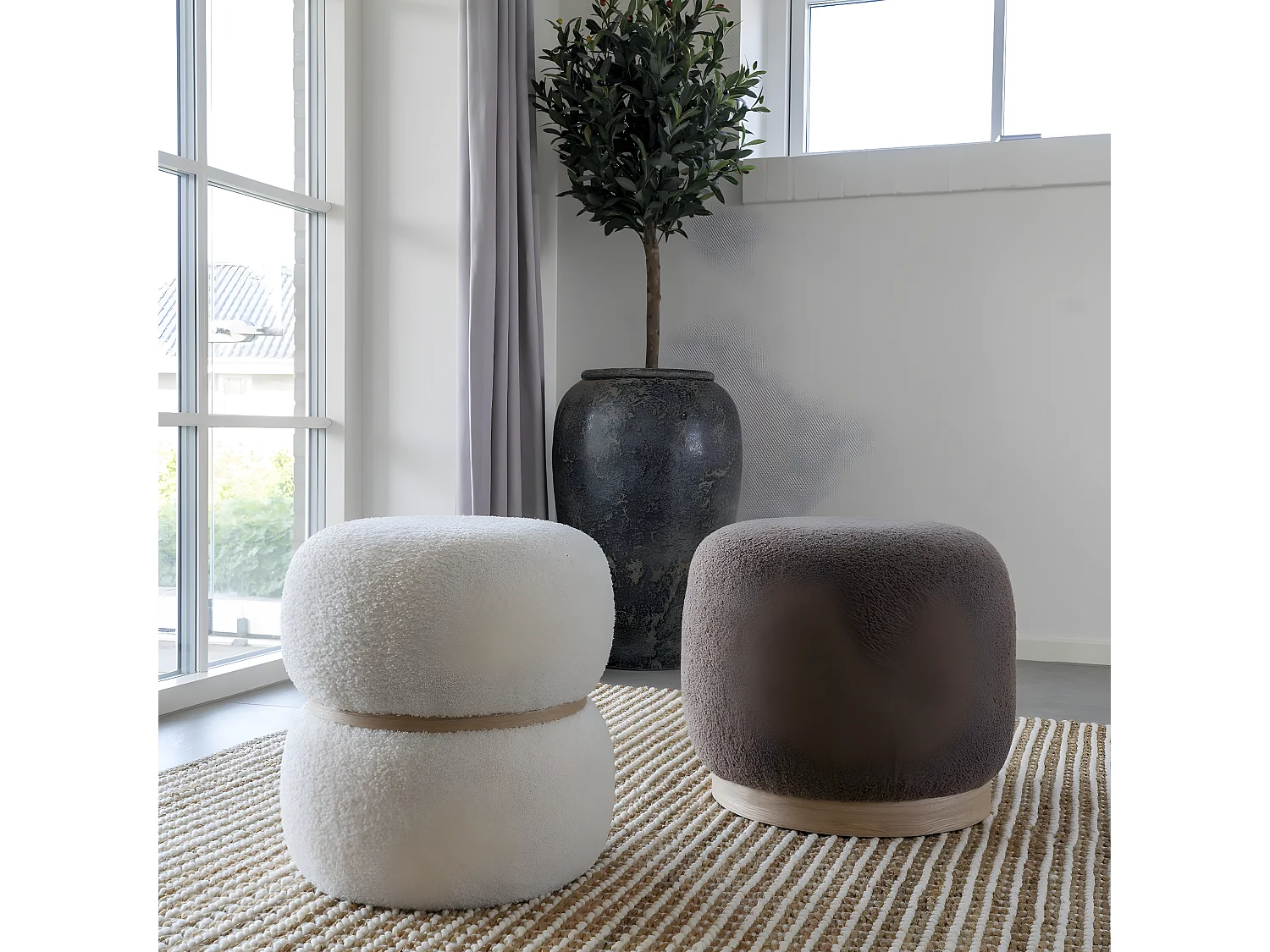 Pouf Belfort, Marron, 44,5x44,5x40 cm, Seven Design