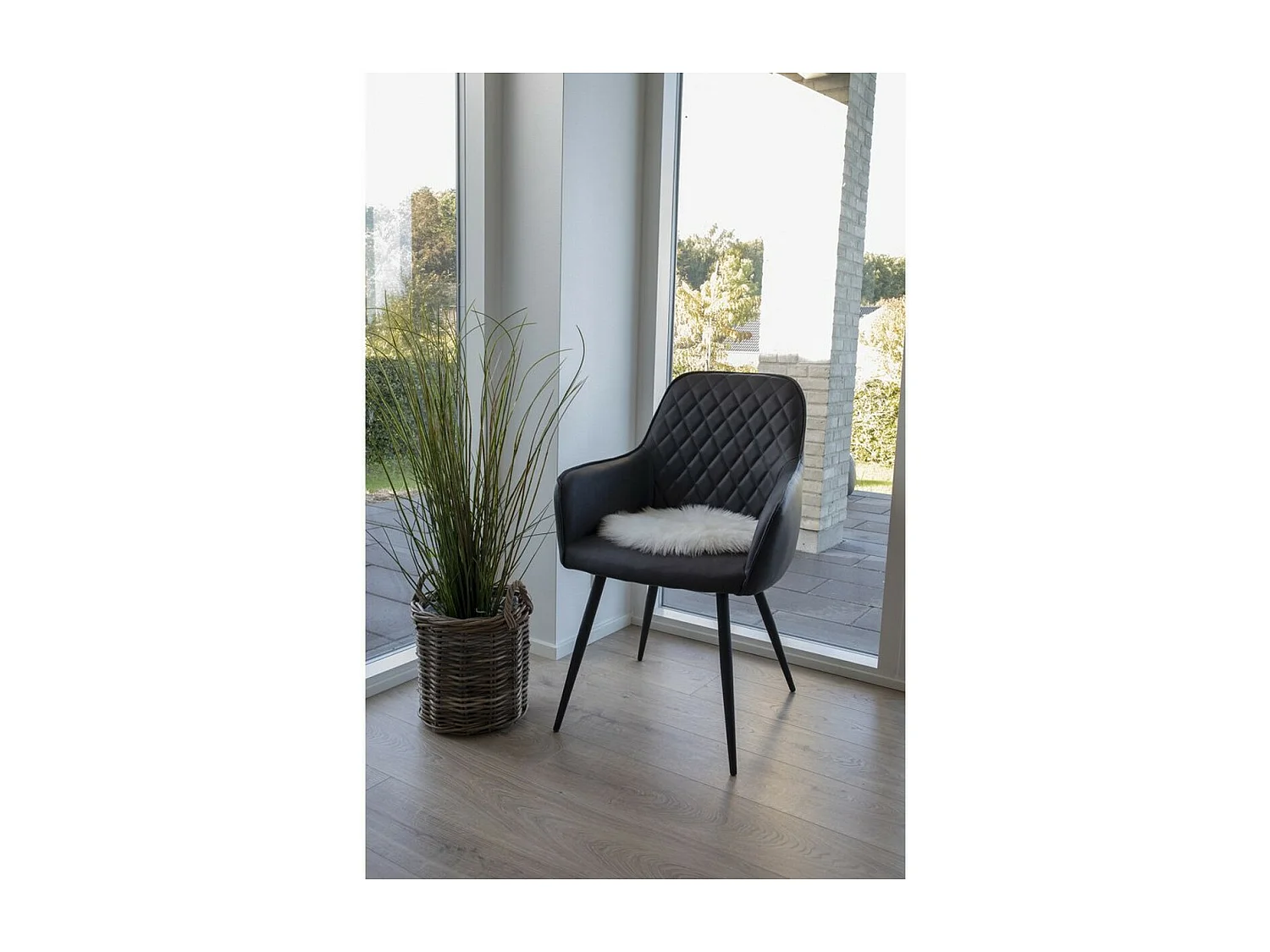 Pouf Lambskin, Blanc, 35x35x6,5 cm, Seven Design