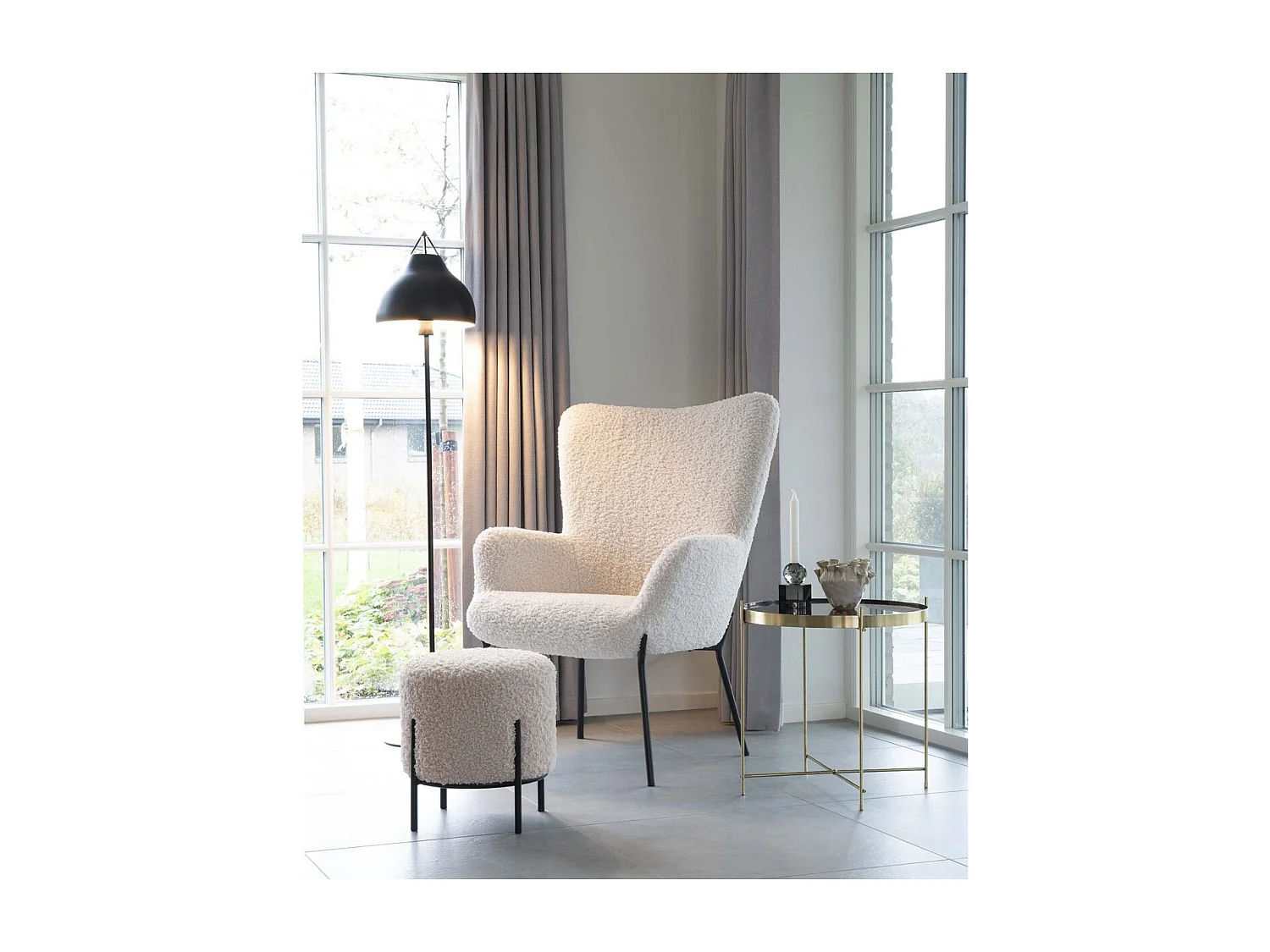 Pouf Alford, Blanc, 35,5x35,5x37 cm, Seven Design