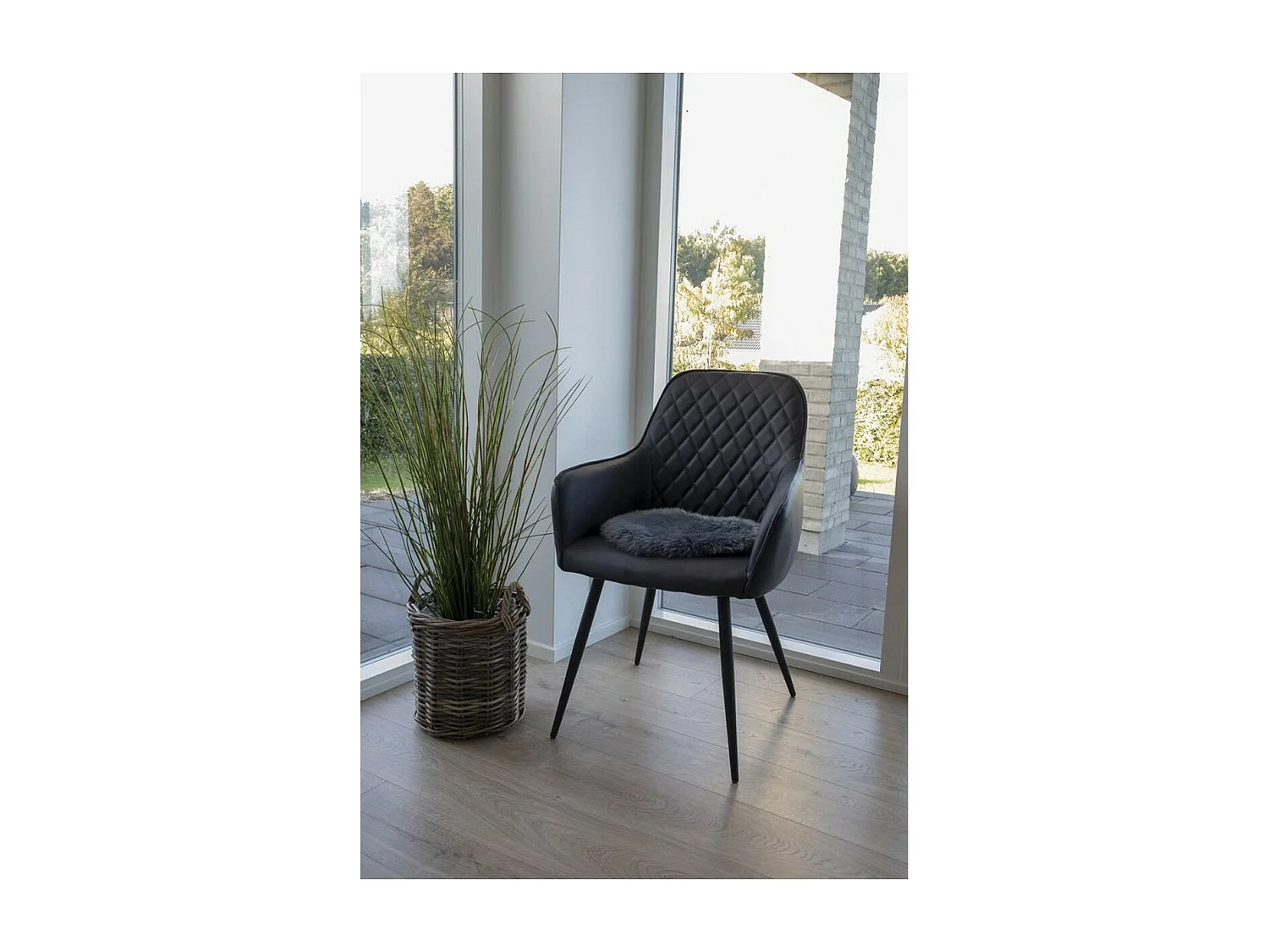 Pouf Lambskin, Gris, 35x35x5 cm, Seven Design