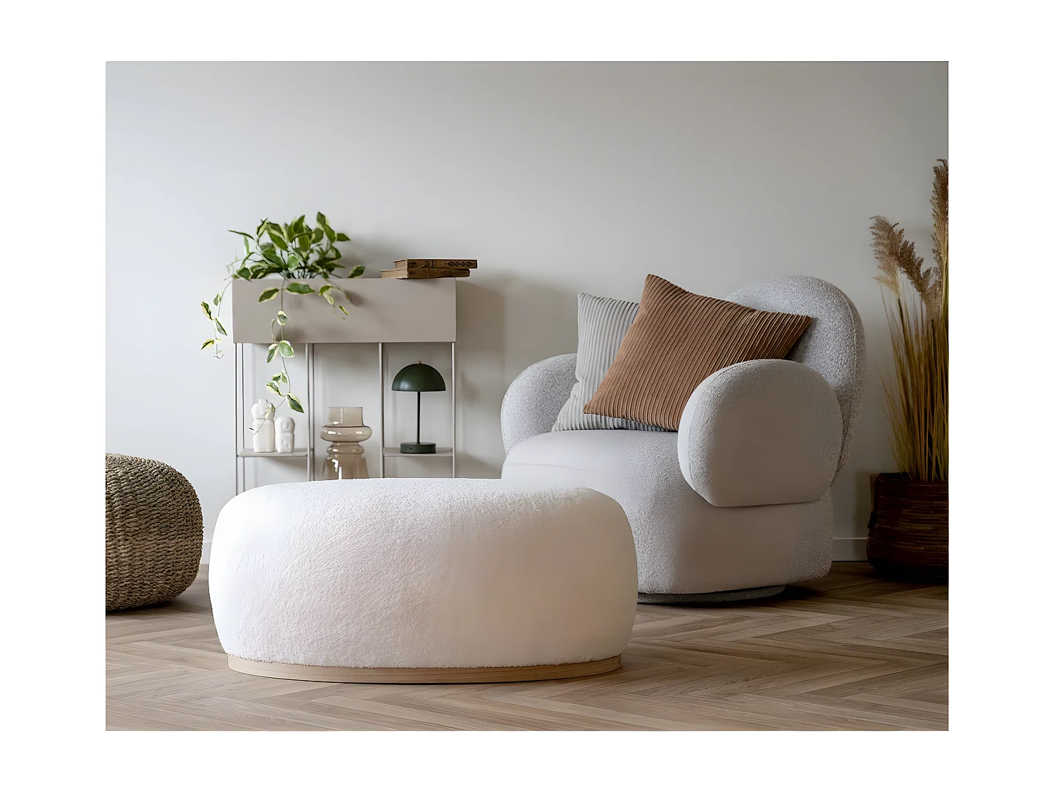 Pouf Manhattan, Blanc, 88,5x54,5x36 cm, Seven Design