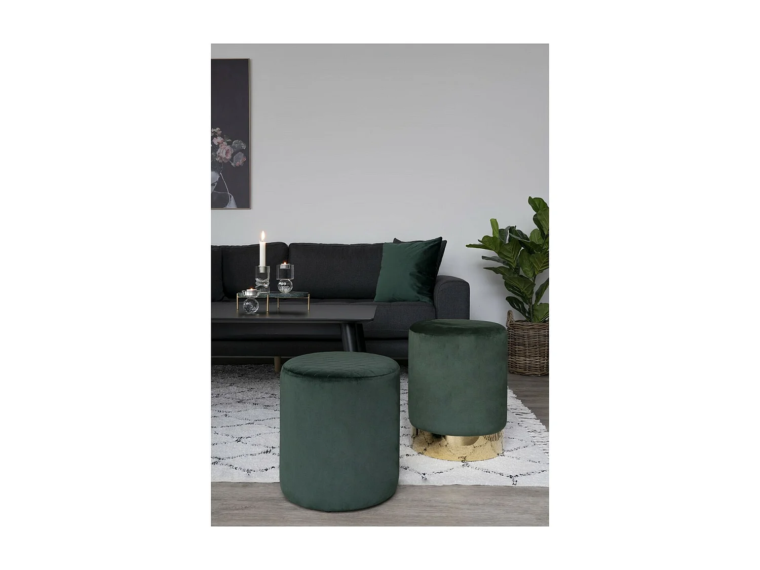 Poef Ejby, Groen, 34x34x36 cm, EPIKASA