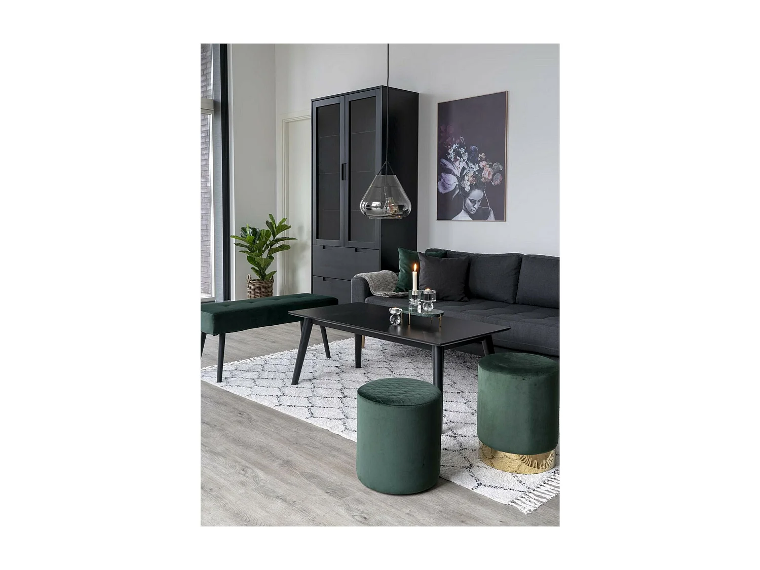 Poef Ejby, Groen, 34x34x36 cm, EPIKASA