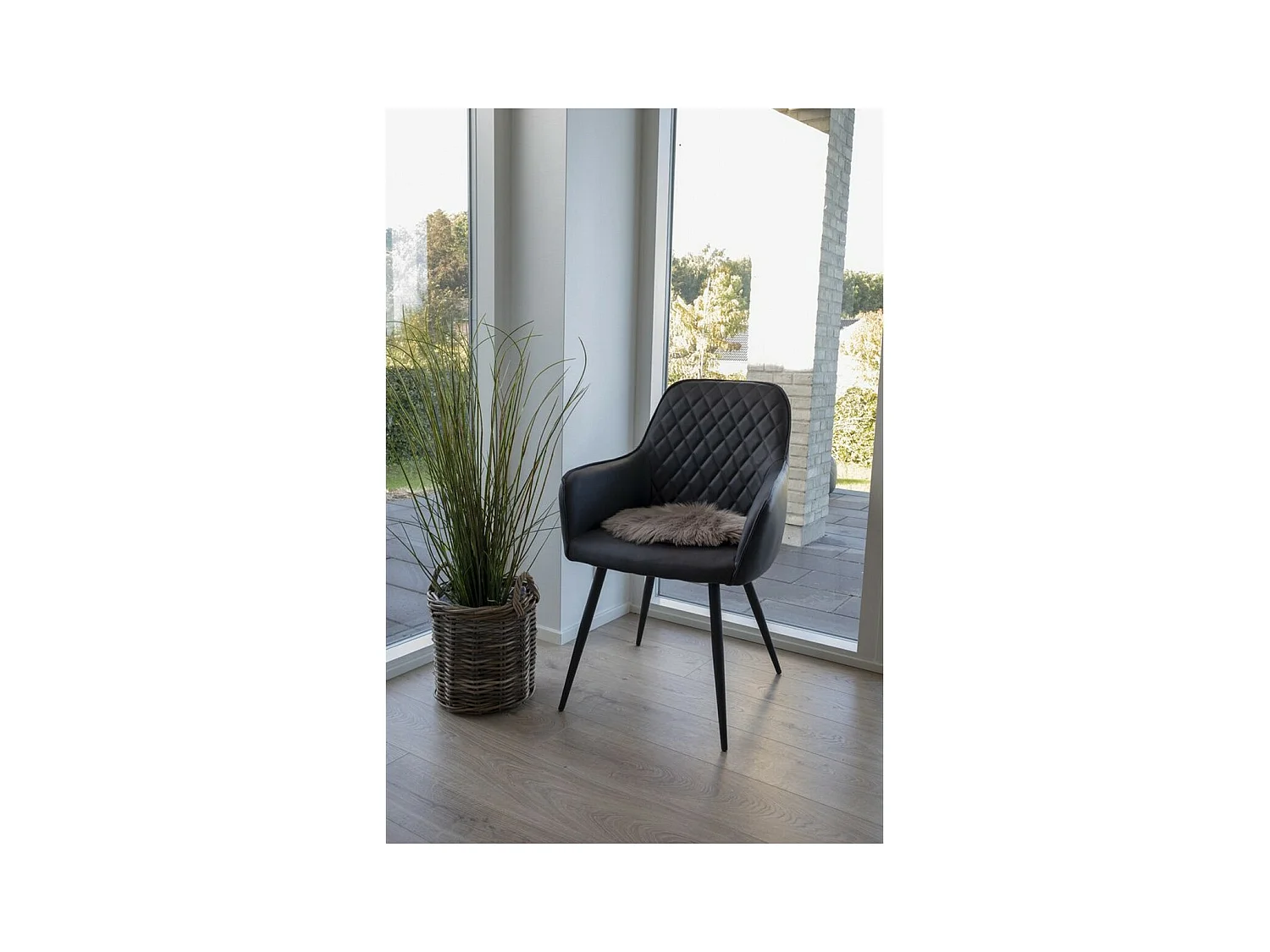 Pouf Lambskin, Marrone, 35x35x6,5 cm, Epikasa