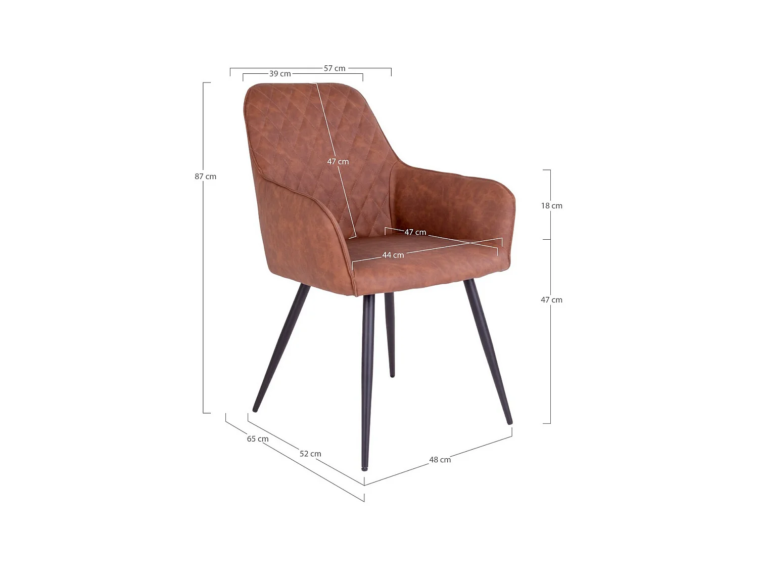 Lot de 2 Chaises Harbo, Marron, 65x57x87 cm, EPIKASA