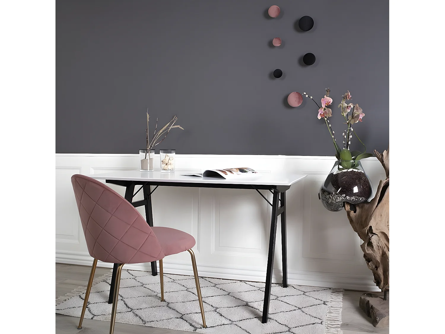 Set van 2 Stoelen Geneve, Roze, 52x51x78 cm, EPIKASA