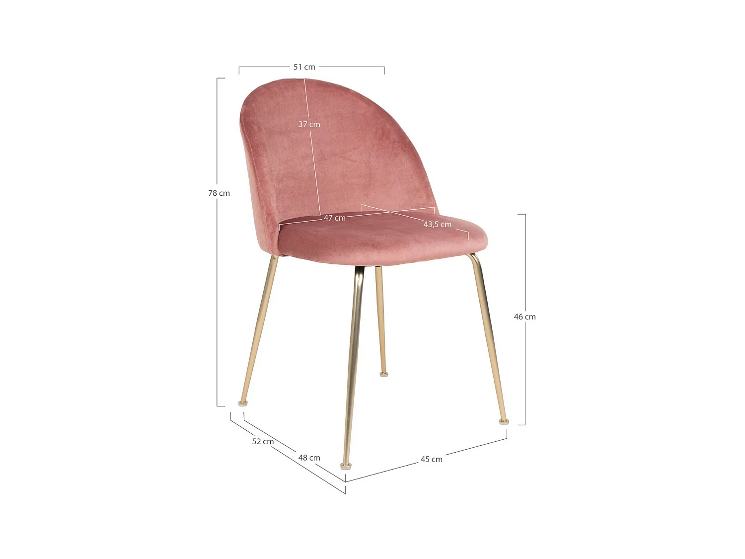 Set van 2 Stoelen Geneve, Roze, 52x51x78 cm, EPIKASA