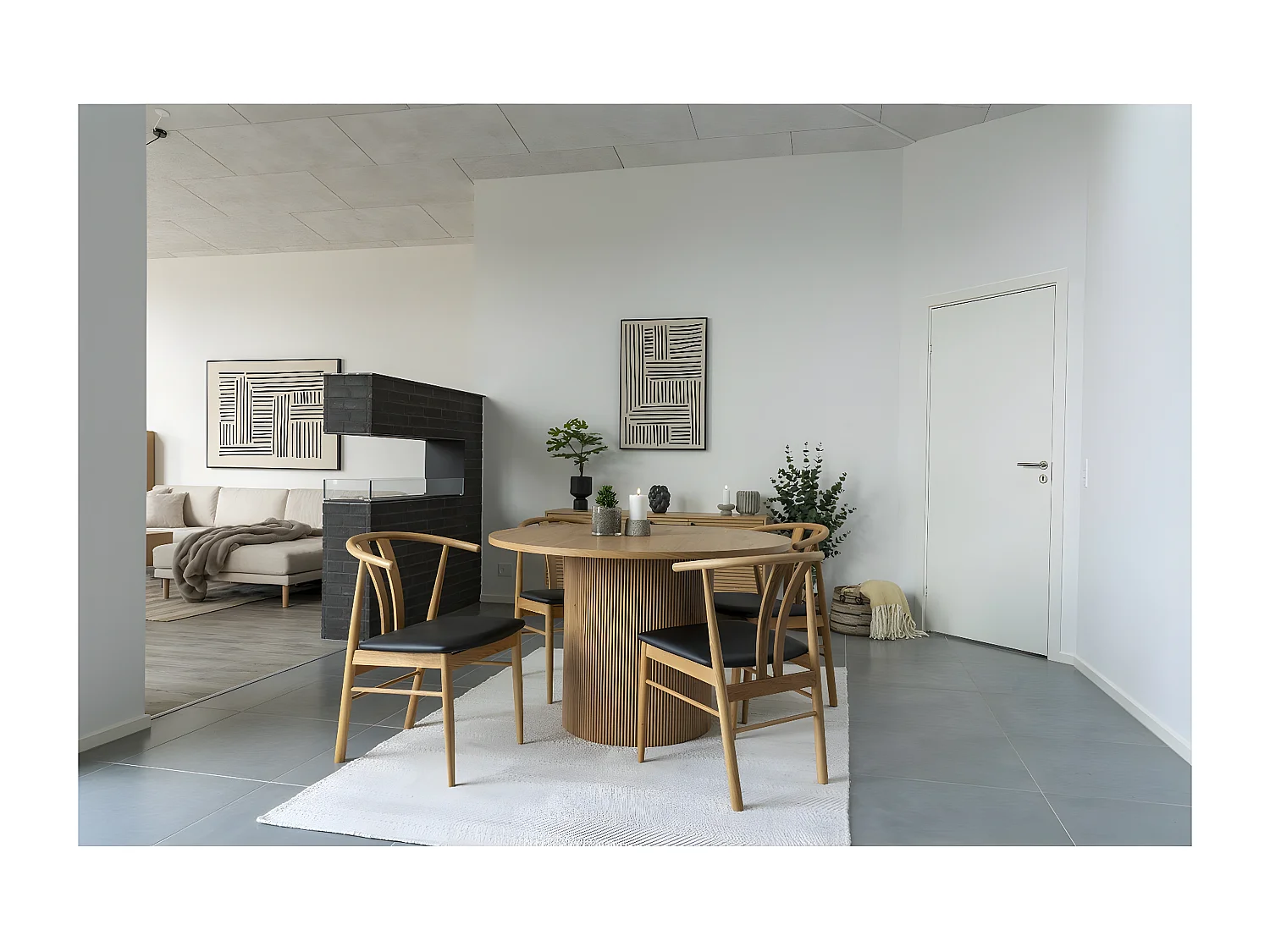 Afdrukken op Canvas met Lijst Lipari, Zwart, 4x60x90 cm, Seven Design