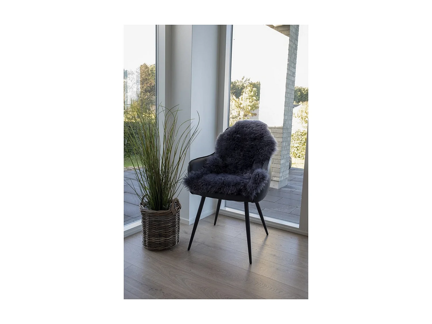 Tapis de Salon Asymétrique Lambskin, Gris, 85x50x5 cm, Seven Design