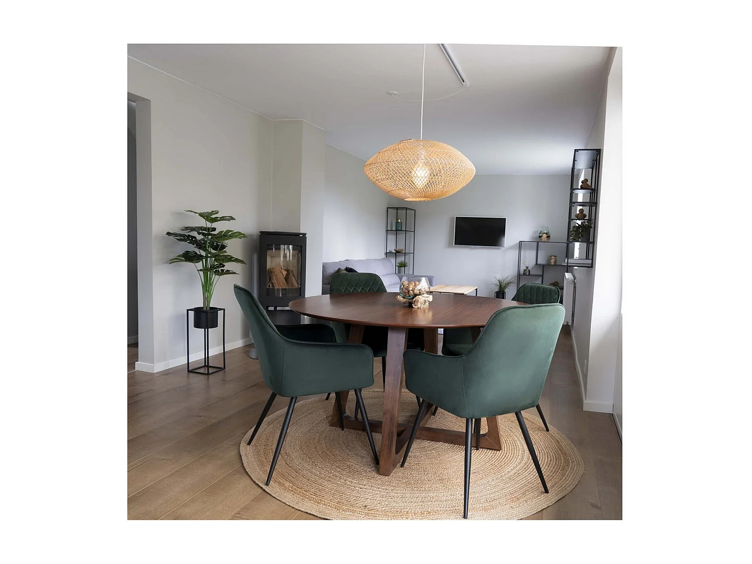 Tapis de Salon Rond Bombay, Marron, 180x180x1 cm, Seven Design