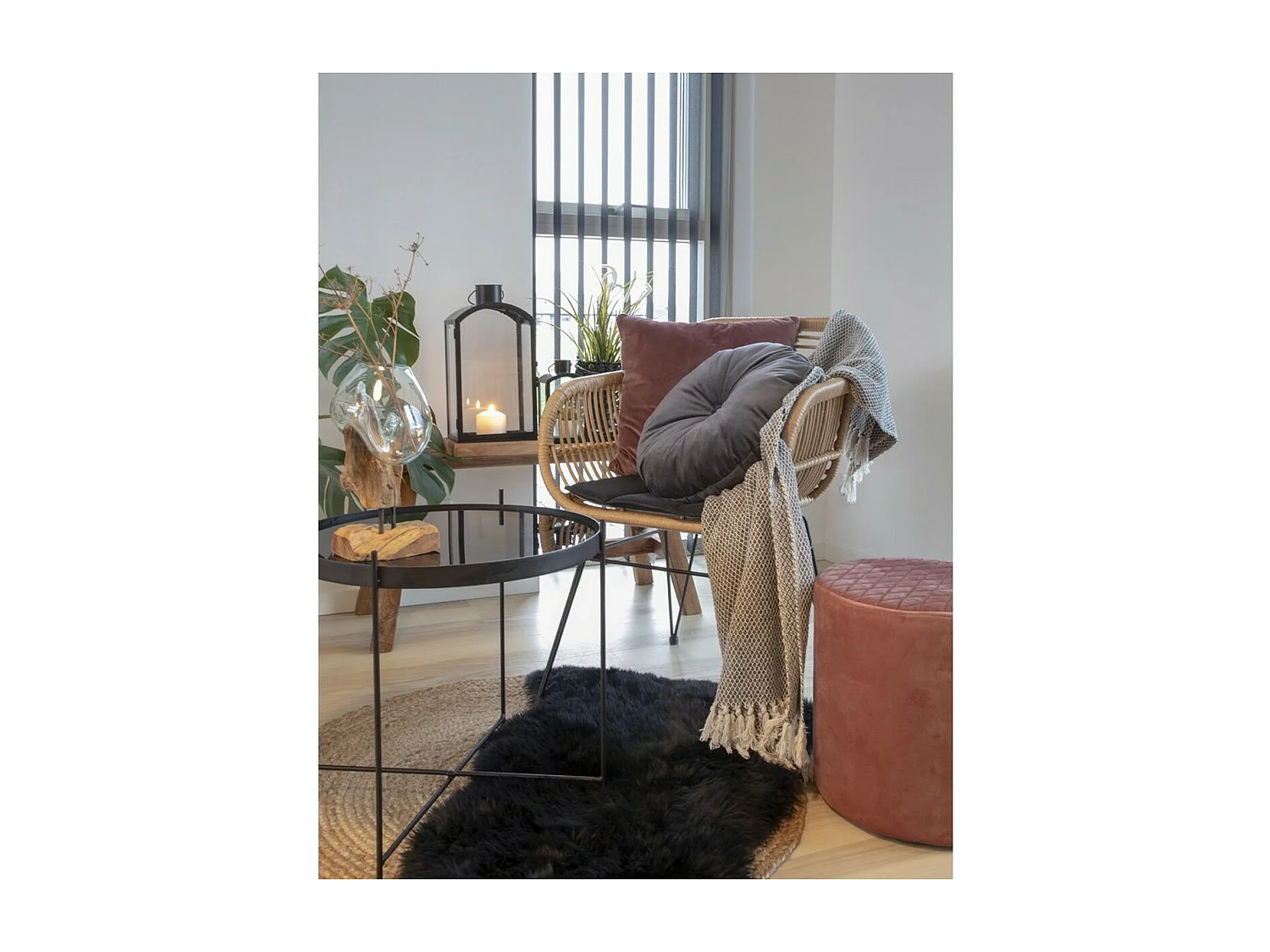 Asymmetrisch Tapijt Lambskin, Zwart, 85x50x5 cm, EPIKASA