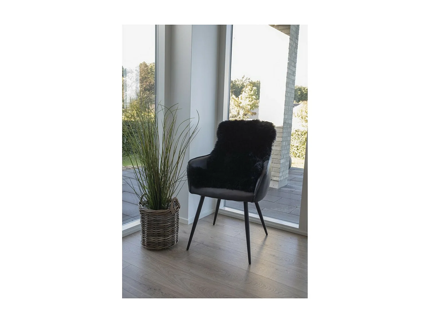 Asymmetrisch Tapijt Lambskin, Zwart, 85x50x5 cm, Seven Design