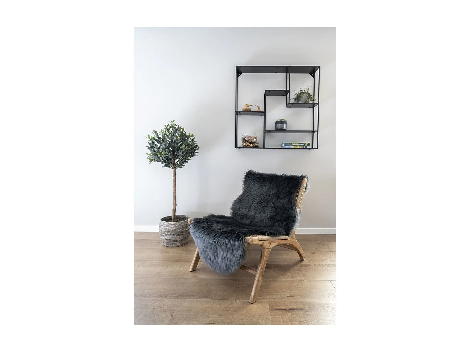 Asymmetrisch Tapijt Lambskin, Grijs, 180x60x6,5 cm, Epikasa