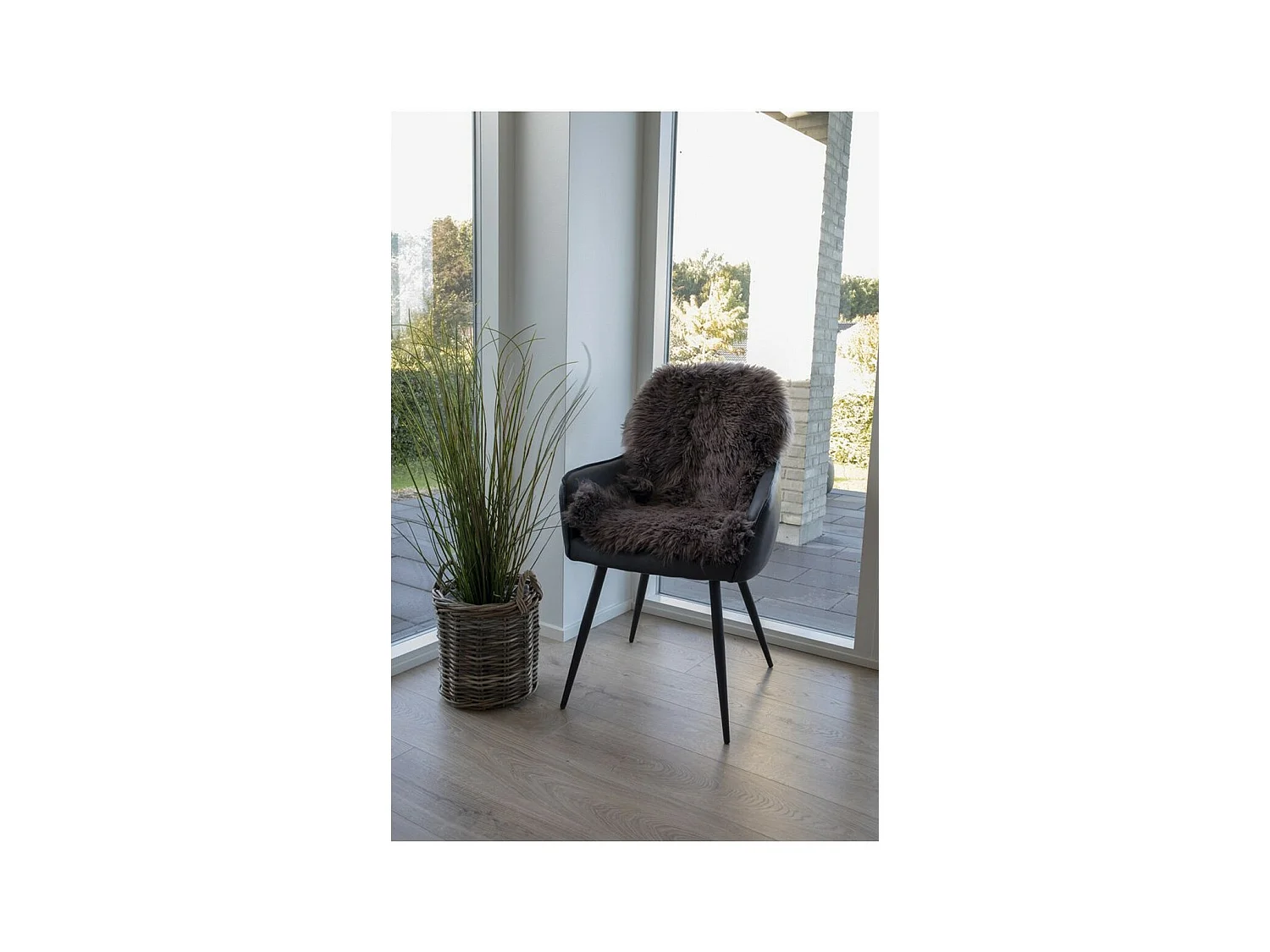 Asymetryczny Dywan Skóra jagnięca, Brązowy, 85x50x5 cm, EPIKASA