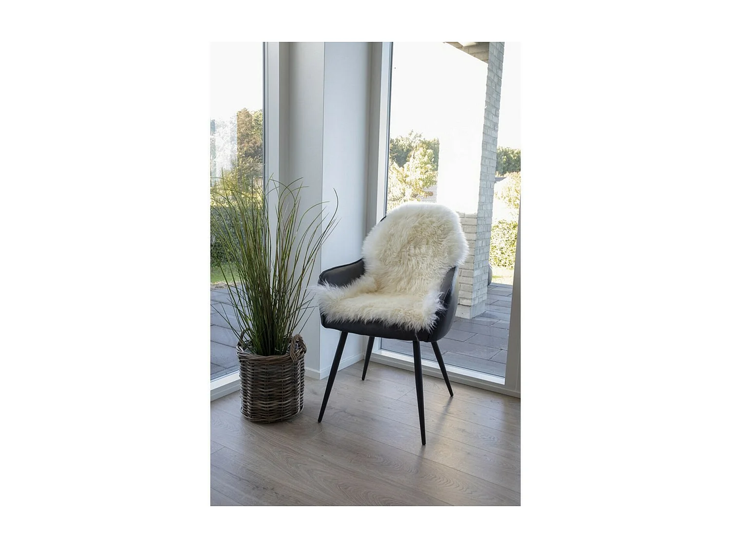 Tapis de Salon Asymétrique Lambskin, Blanc, 85x50x5 cm, Seven Design