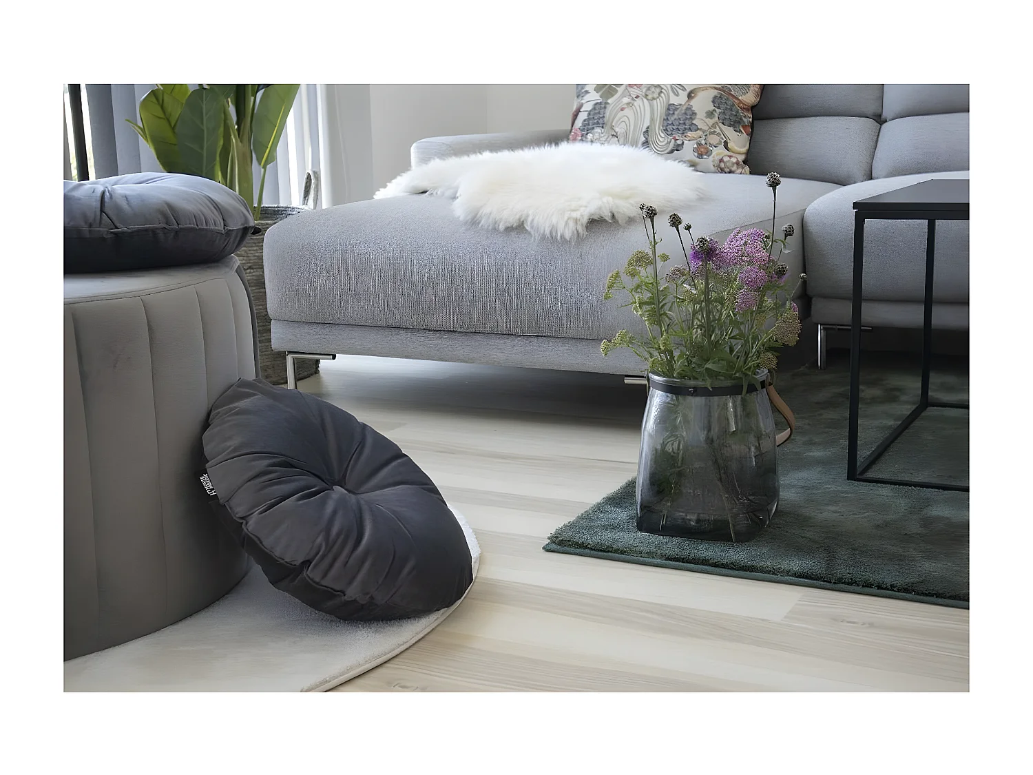 Tapis de Salon Asymétrique Lambskin, Blanc, 85x50x5 cm, Seven Design