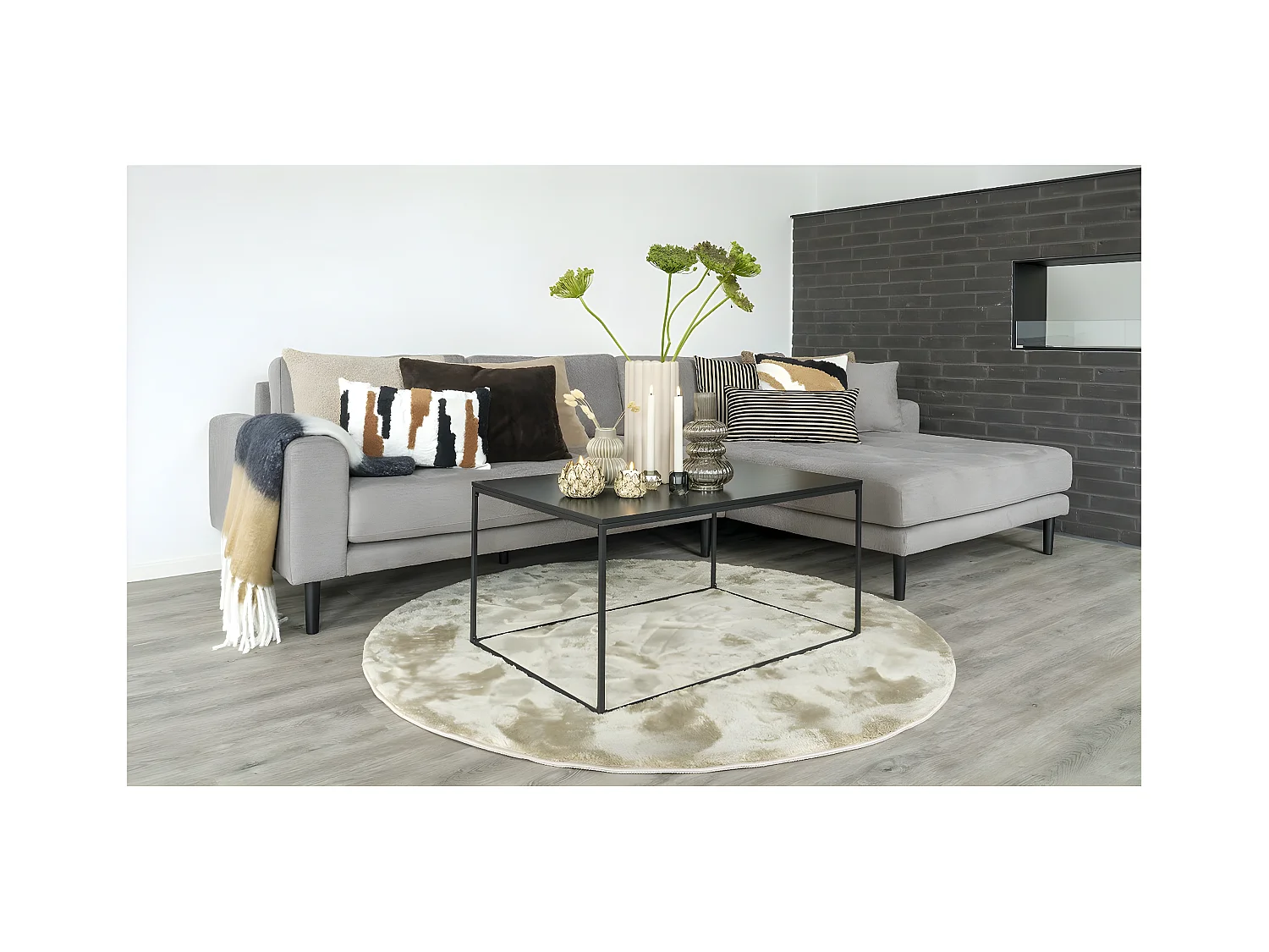 Rond Tapijt Miami, Beige, 160x160x1 cm, Epikasa