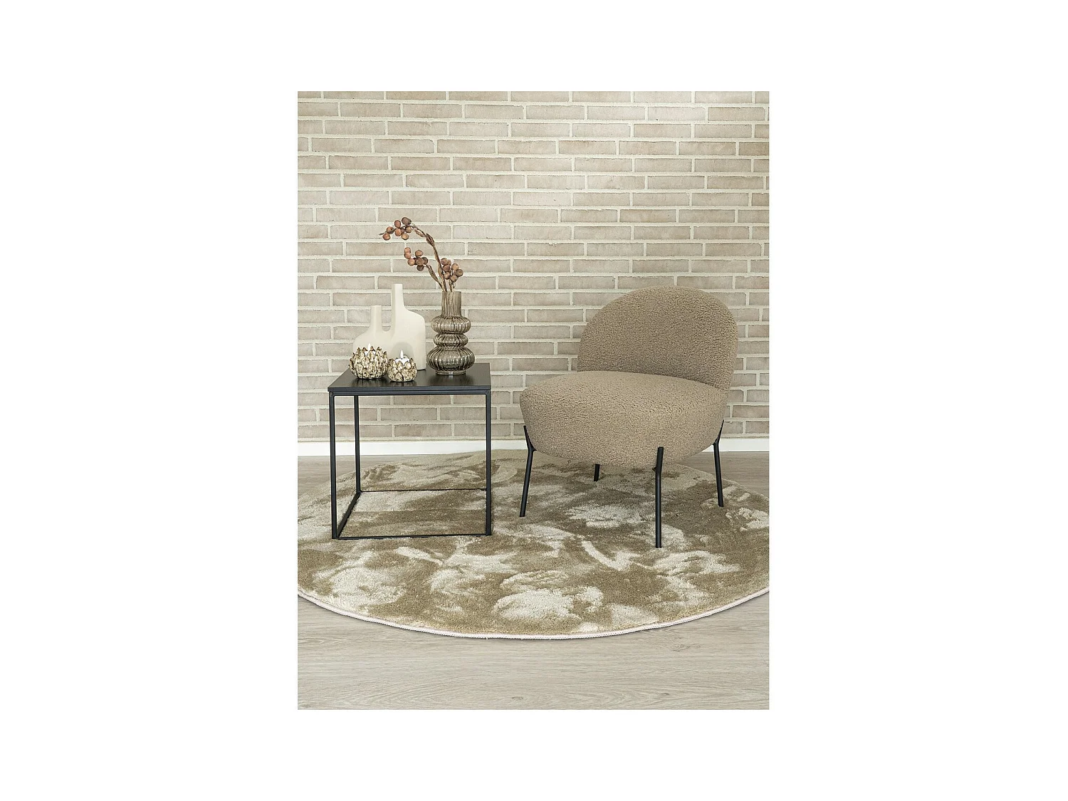 Rond Tapijt Miami, Beige, 160x160x1 cm, Epikasa