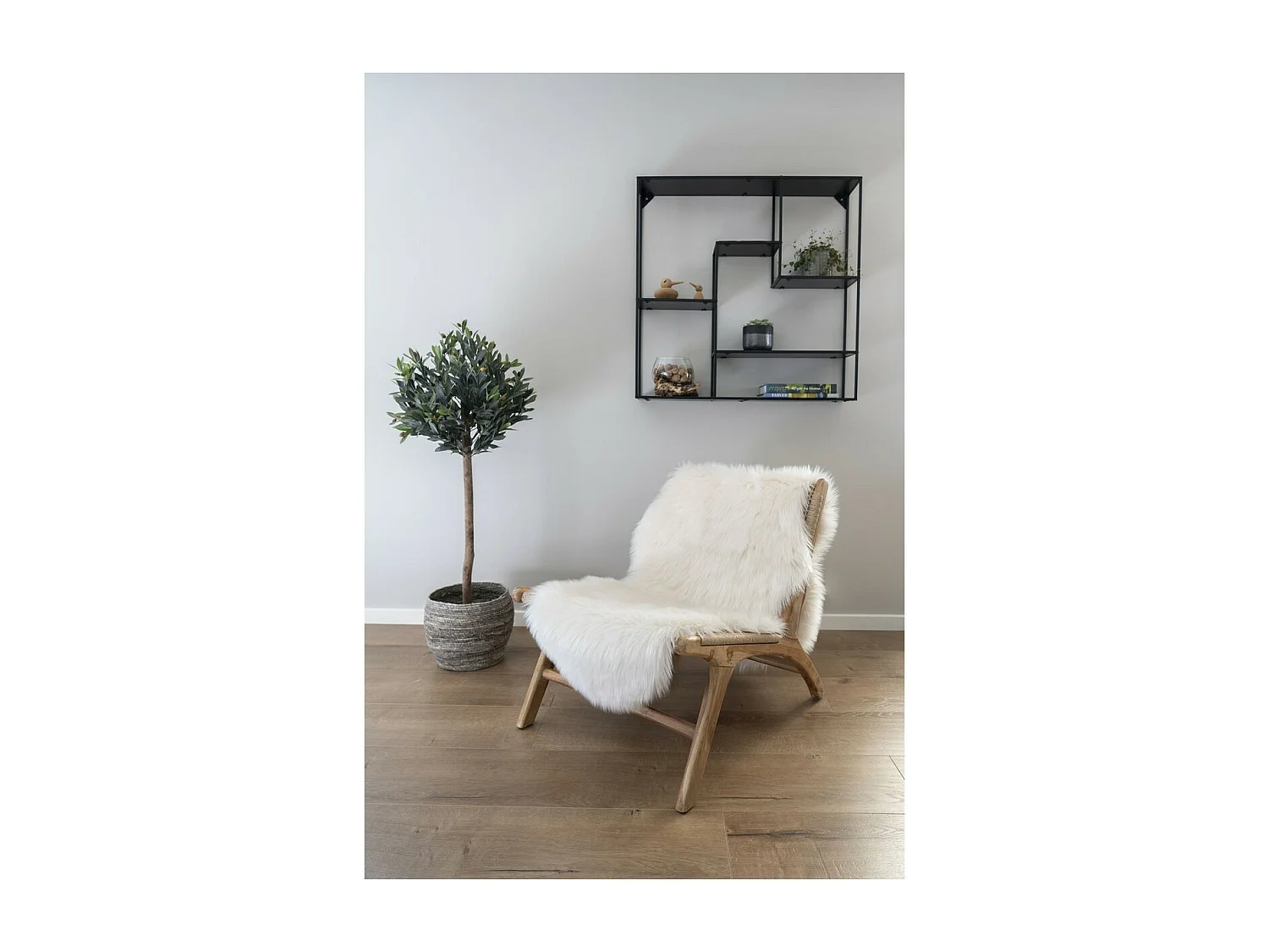 Tapis de Salon Asymétrique Lambskin, Blanc, 180x60x6,5 cm, Seven Design