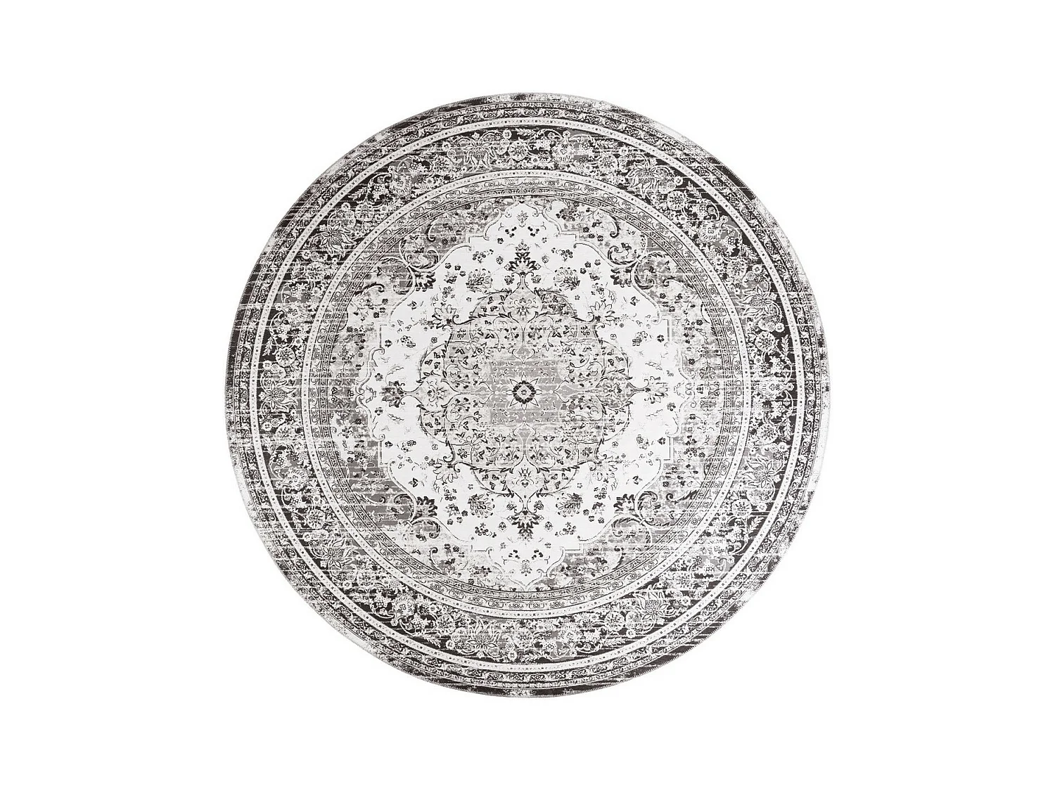 Tapis de Salon Rond Havana, Gris, 200x200x1 cm, EPIKASA