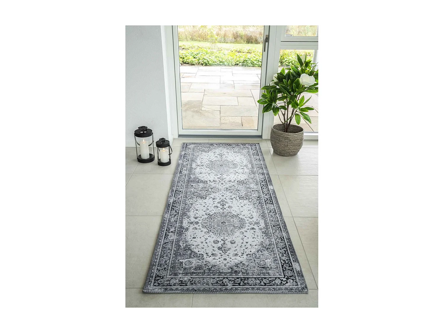 Tapis de Salon Rectangulaire Havana, Gris, 200x80x1 cm, EPIKASA