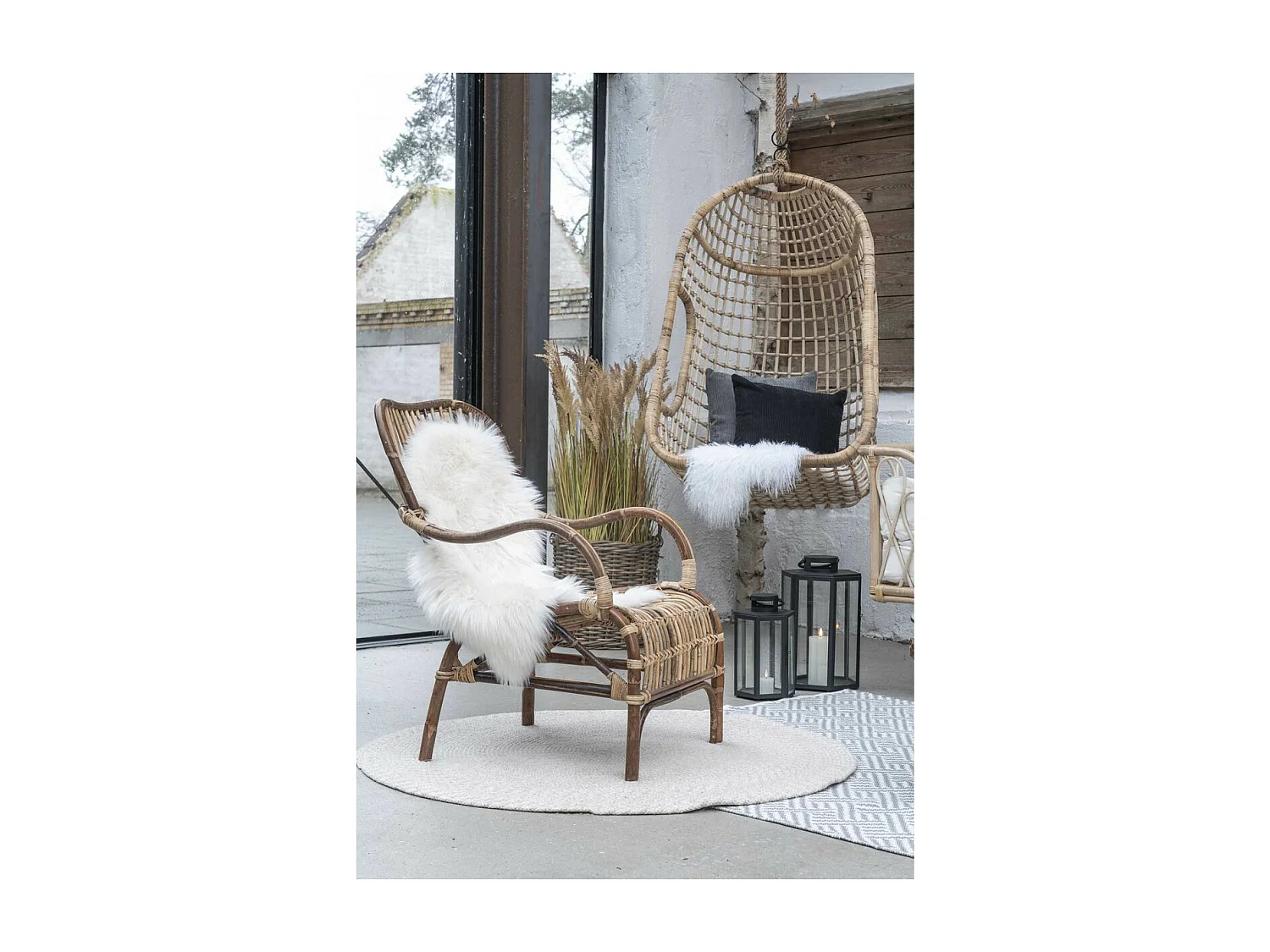 Tapis de Salon Rond Menorca, Beige, 120x120x1 cm, Seven Design