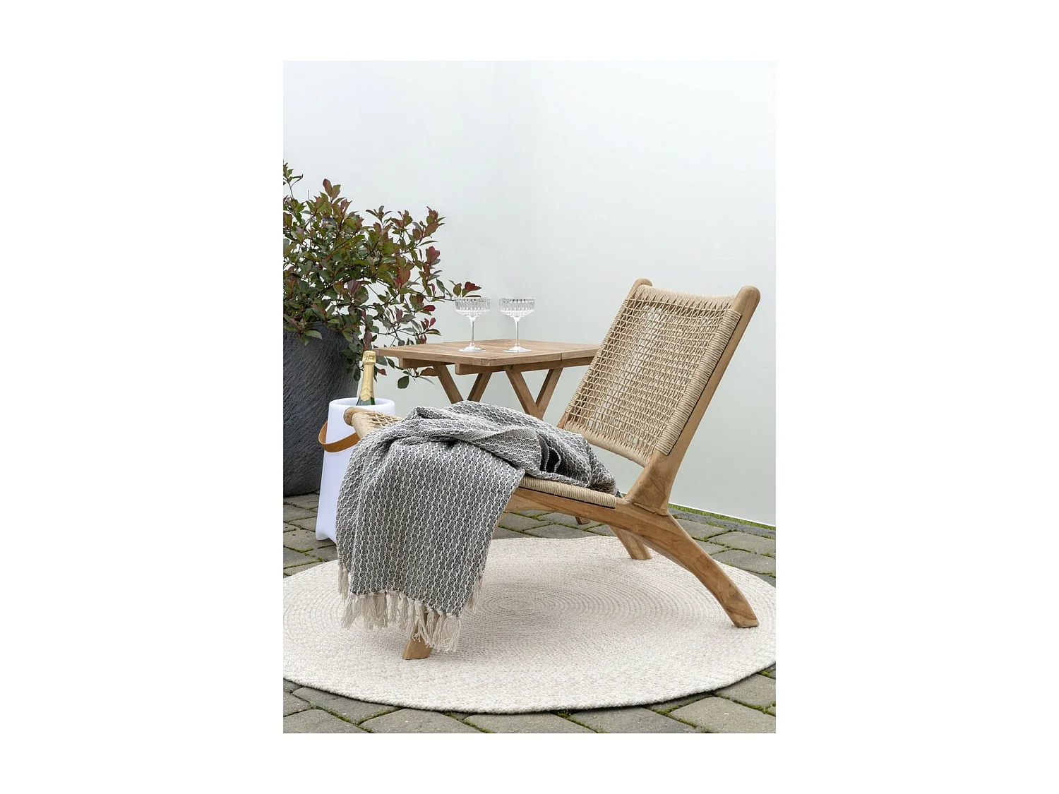 Tapis de Salon Rond Menorca, Beige, 120x120x1 cm, Seven Design