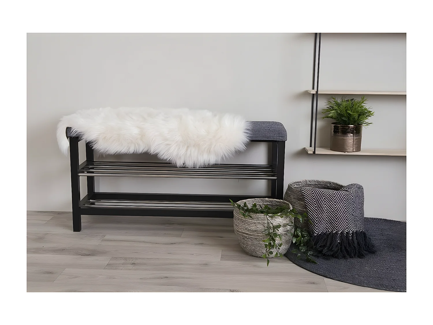 Tapis de Salon Asymétrique Lambskin, Blanc, 85x50x6,5 cm, Seven Design