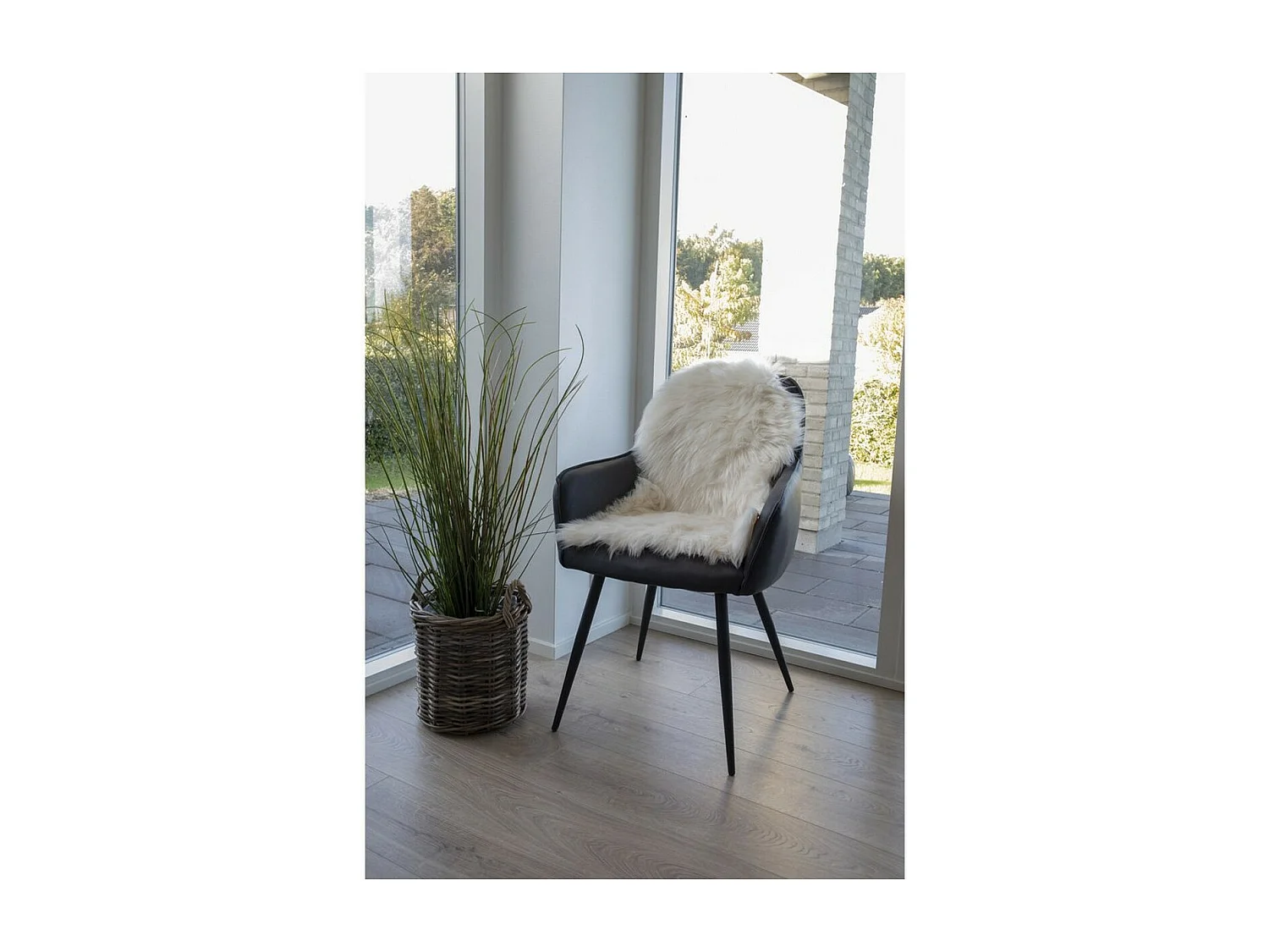 Tapis de Salon Asymétrique Lambskin, Blanc, 85x50x6,5 cm, Seven Design