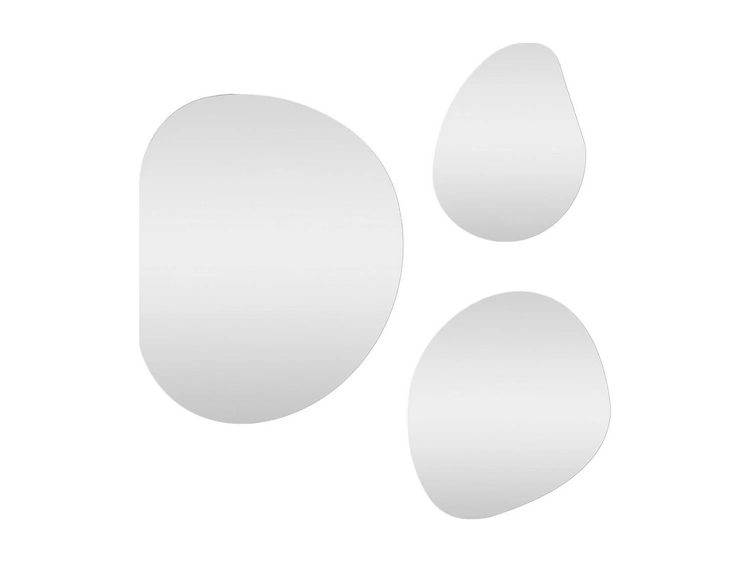 Set van 3 Spiegels Zonder Lijst Palermo, Zilver, 0,5x45x54 cm, EPIKASA