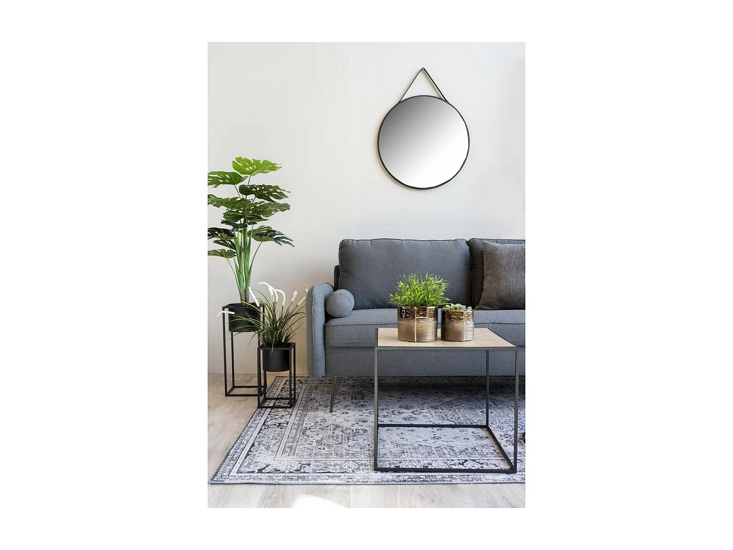 Lustro w Ramie Trapani, Srebrny, 2x60x60 cm, Seven Design