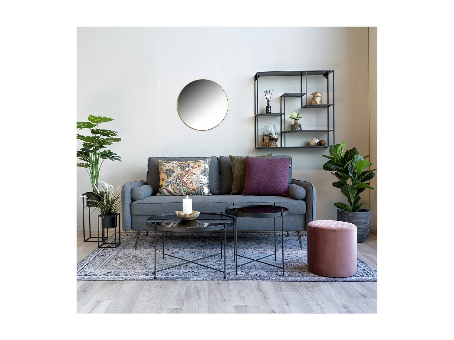 Lustro w Ramie Jersey 3, Srebrny, 60x60x0,5 cm, Seven Design